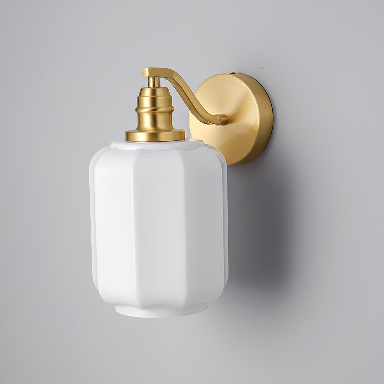 Wall Lamp Brass 9.8 in White Glass Indoor Bedroom Living Room Accent Light | Thomler