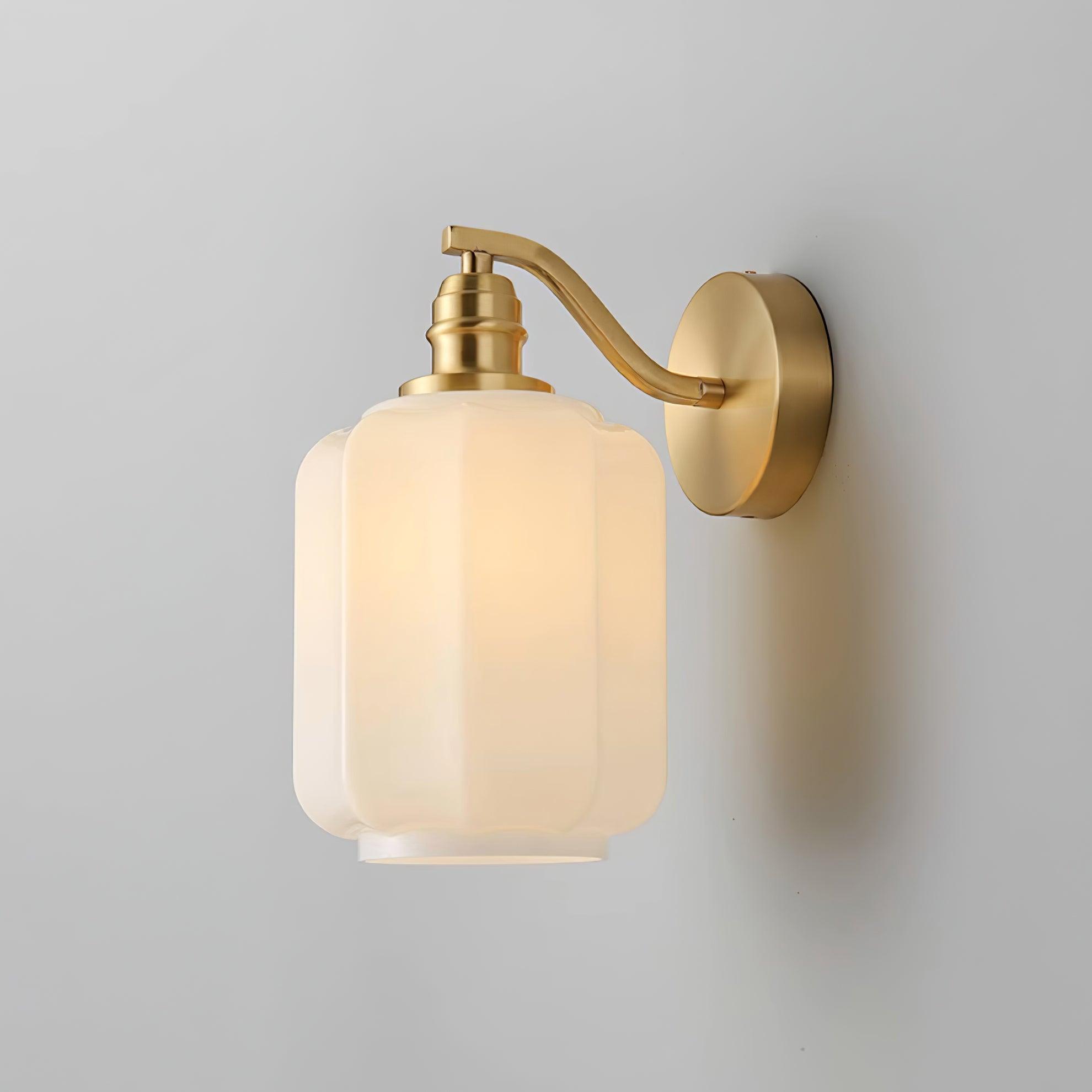 Wall Lamp Brass 9.8 in White Glass Indoor Bedroom Living Room Accent Light | Thomler