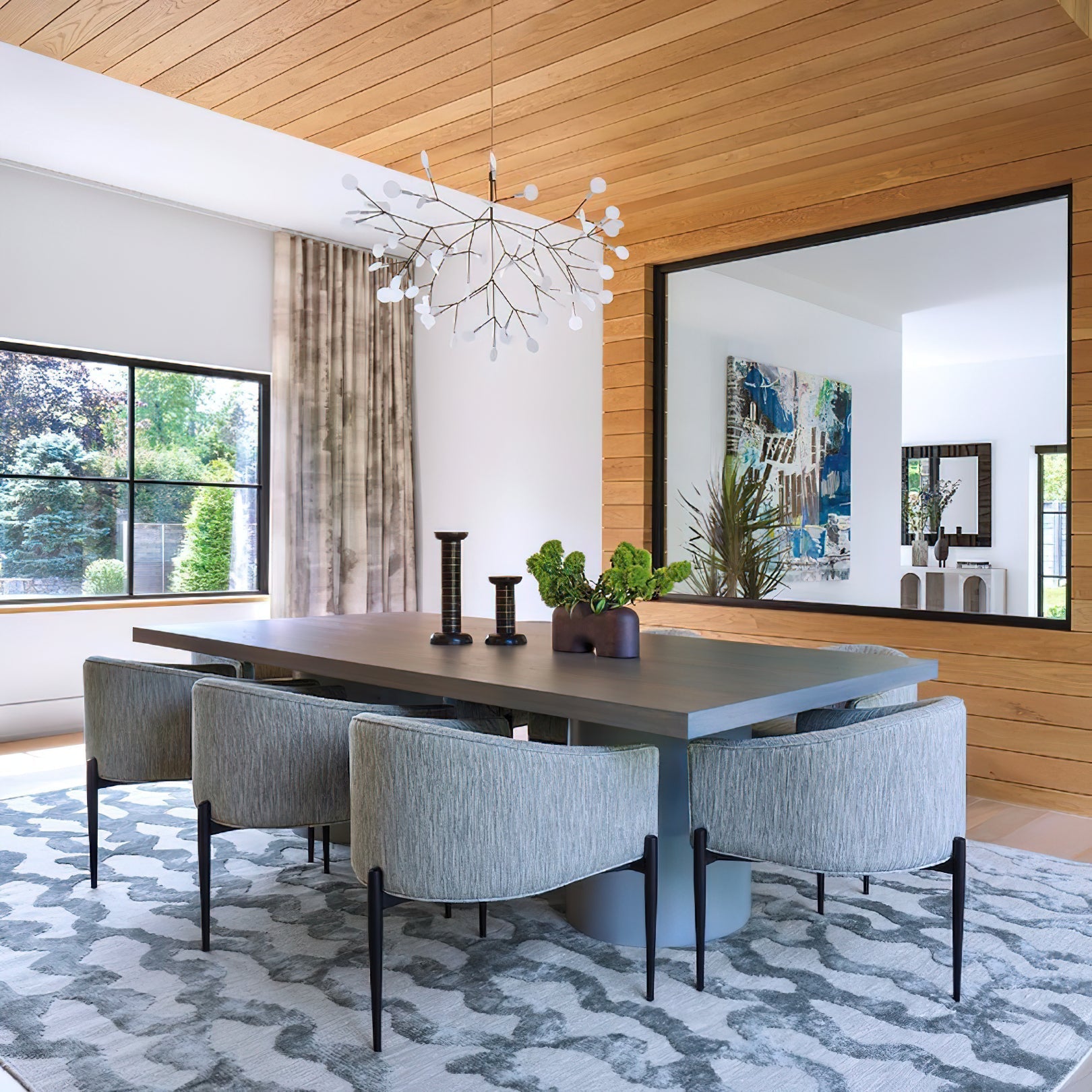 Chandelier Metal Acrylic LED 150.0 cm White Dining Room Sculptural Branch Ceiling Light Fixture | Thomler