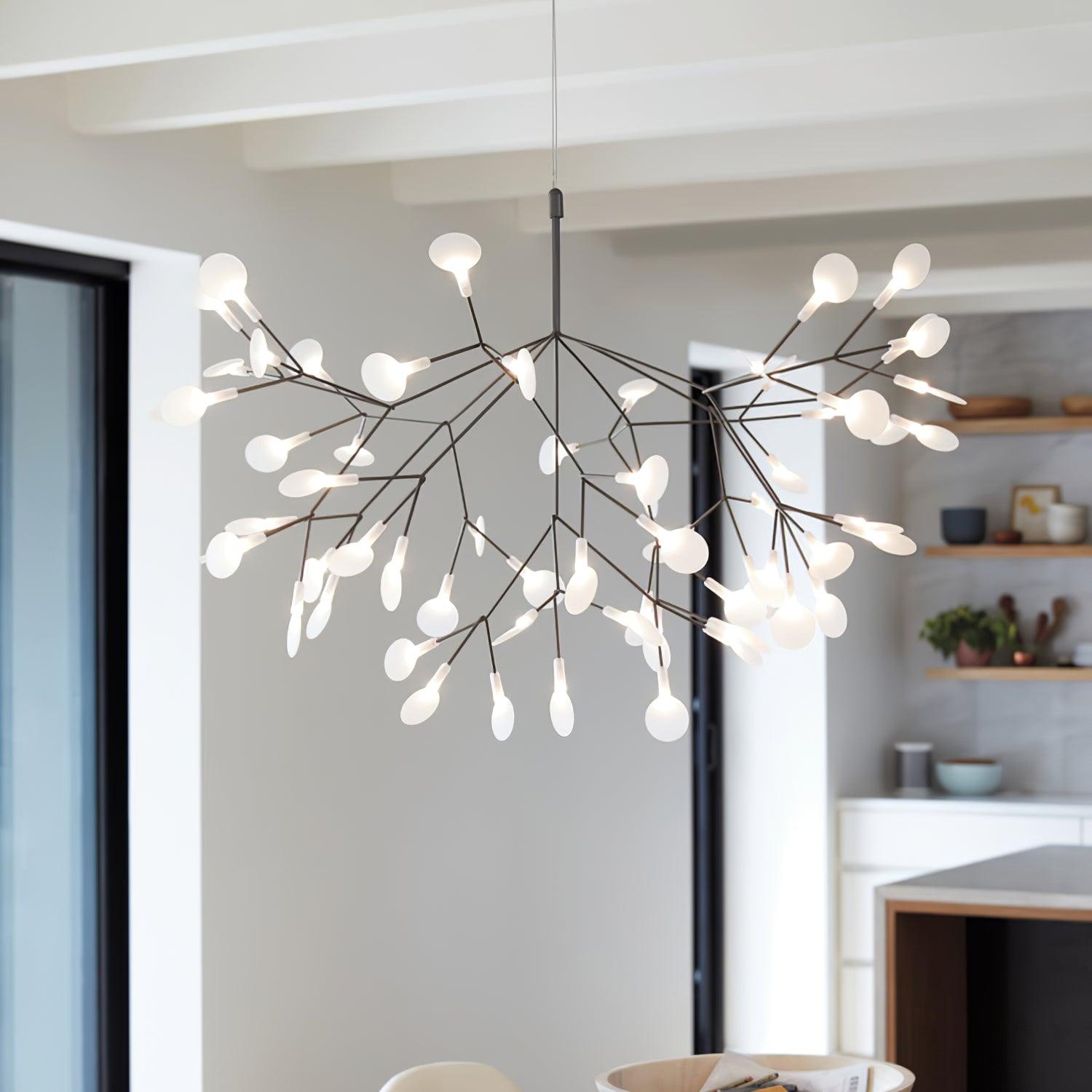 Chandelier Metal Acrylic LED 150.0 cm White Dining Room Sculptural Branch Ceiling Light Fixture | Thomler