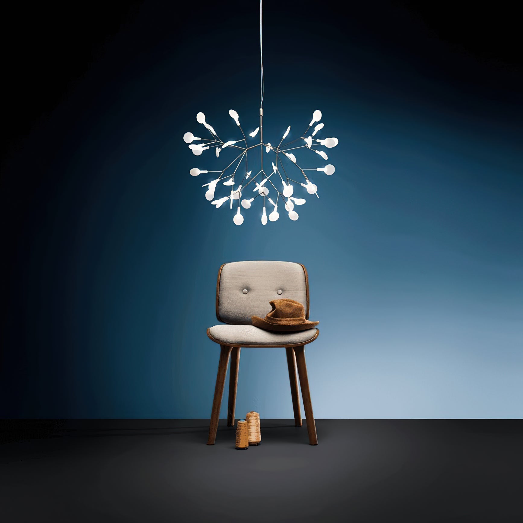 Chandelier Metal Acrylic LED 150.0 cm White Dining Room Sculptural Branch Ceiling Light Fixture | Thomler