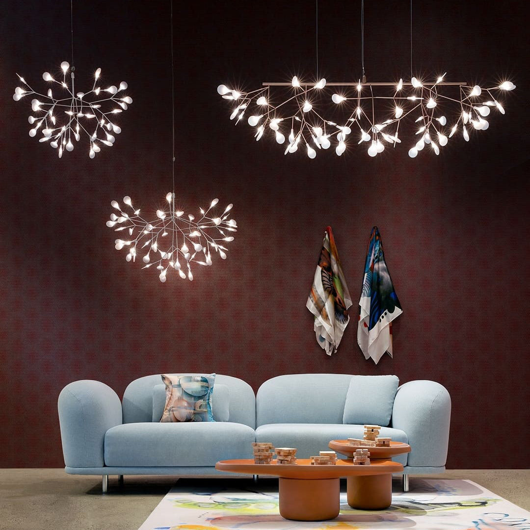 Chandelier Metal Acrylic LED 150.0 cm White Dining Room Sculptural Branch Ceiling Light Fixture | Thomler