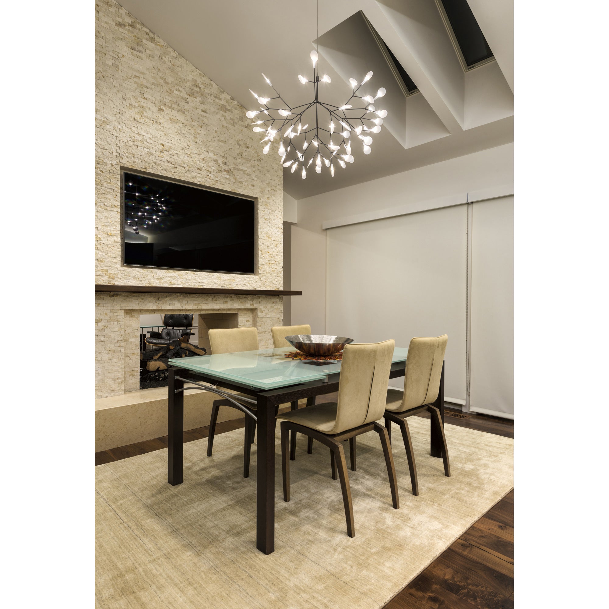 Chandelier Metal Acrylic LED 150.0 cm White Dining Room Sculptural Branch Ceiling Light Fixture | Thomler