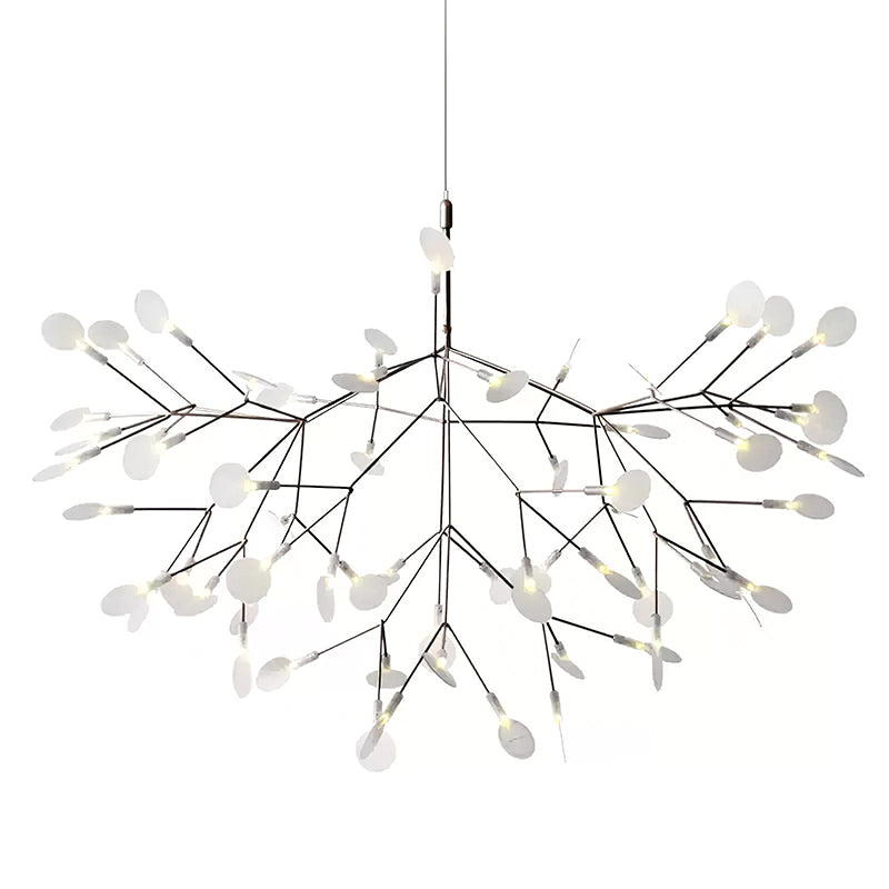Chandelier Metal Acrylic LED 150.0 cm White Dining Room Sculptural Branch Ceiling Light Fixture | Thomler