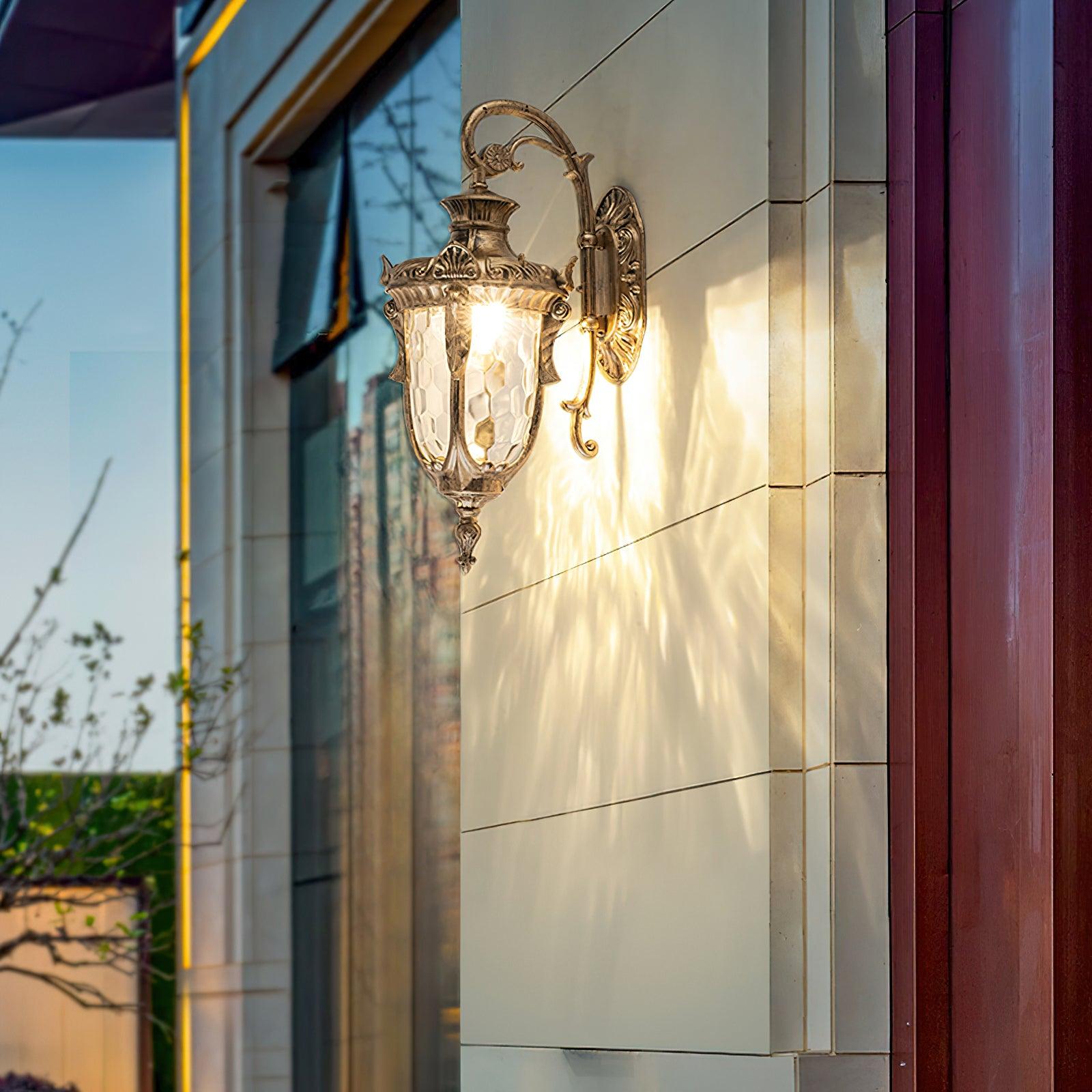 Outdoor Wall Lamp Brass Glass 20.5 in Vintage Garden Porch Exterior Lighting Exterior Wall Sconce | Thomler