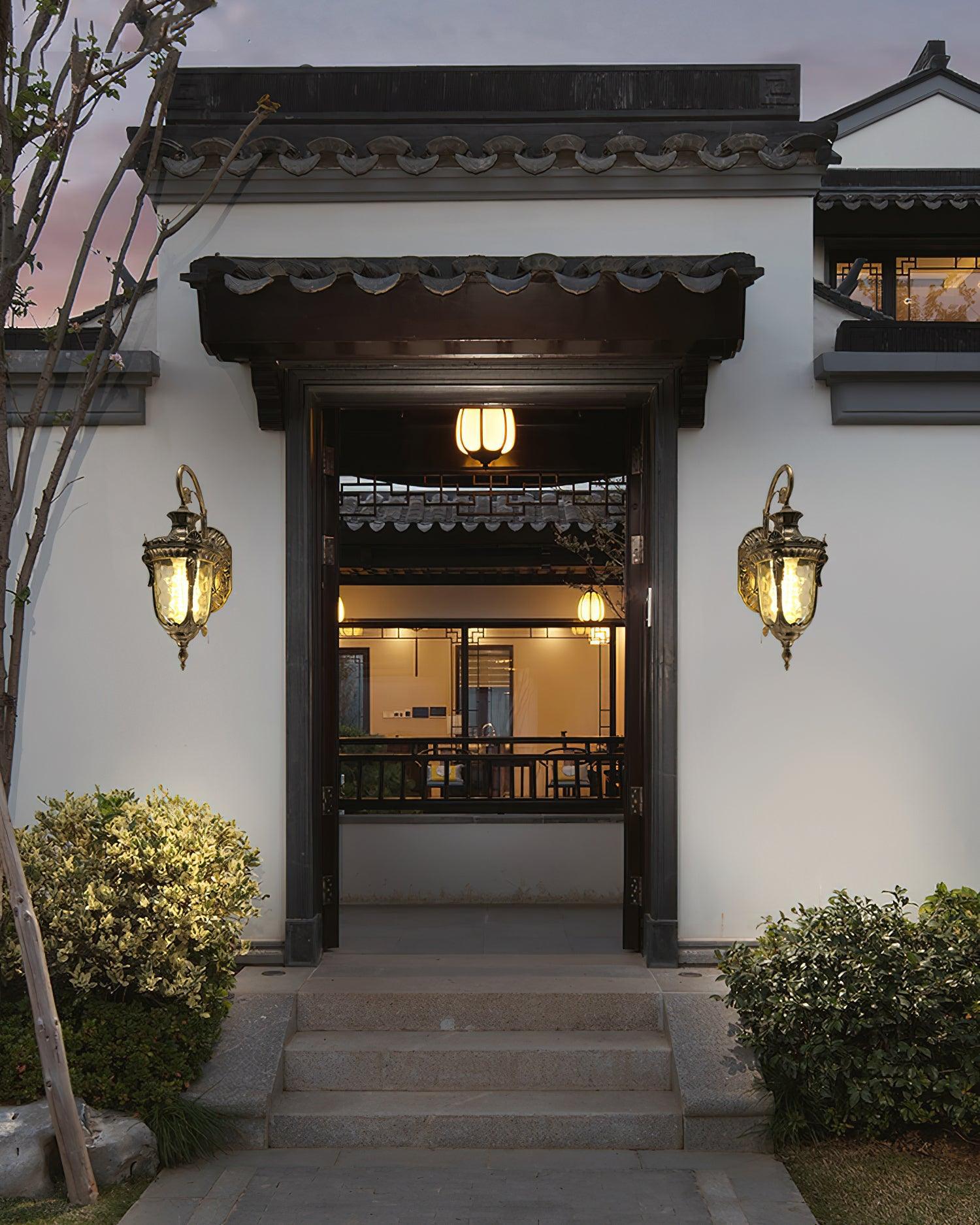 Outdoor Wall Lamp Brass Glass 20.5 in Vintage Garden Porch Exterior Lighting Exterior Wall Sconce | Thomler