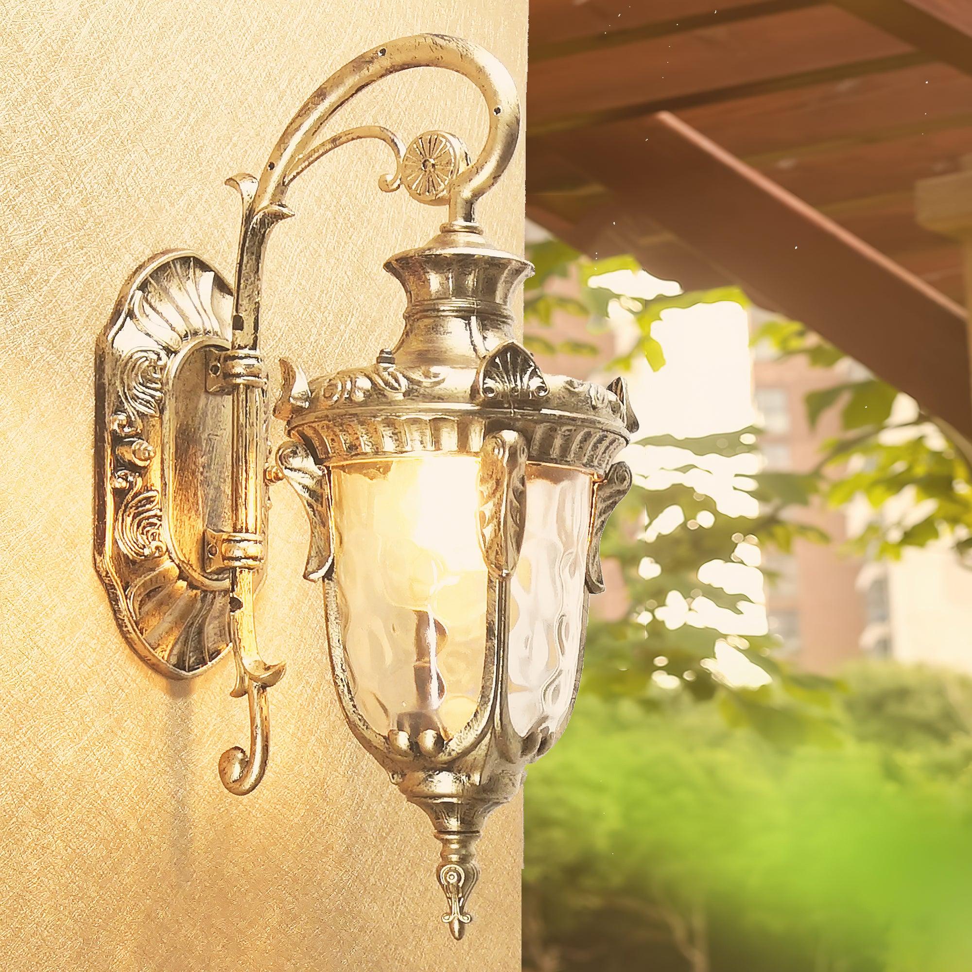 Outdoor Wall Lamp Brass Glass 20.5 in Vintage Garden Porch Exterior Lighting Exterior Wall Sconce | Thomler
