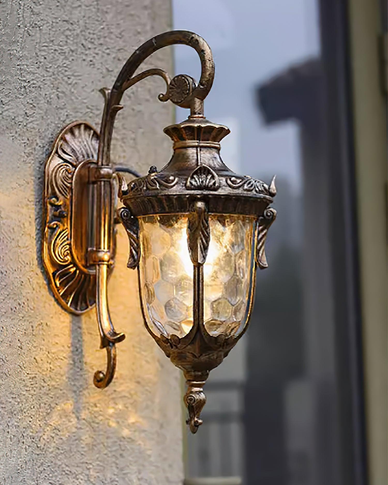 Outdoor Wall Lamp Brass Glass 20.5 in Vintage Garden Porch Exterior Lighting Exterior Wall Sconce | Thomler