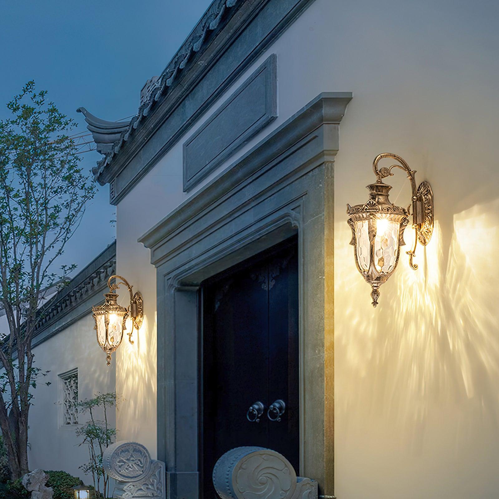 Outdoor Wall Lamp Brass Glass 20.5 in Vintage Garden Porch Exterior Lighting Exterior Wall Sconce | Thomler