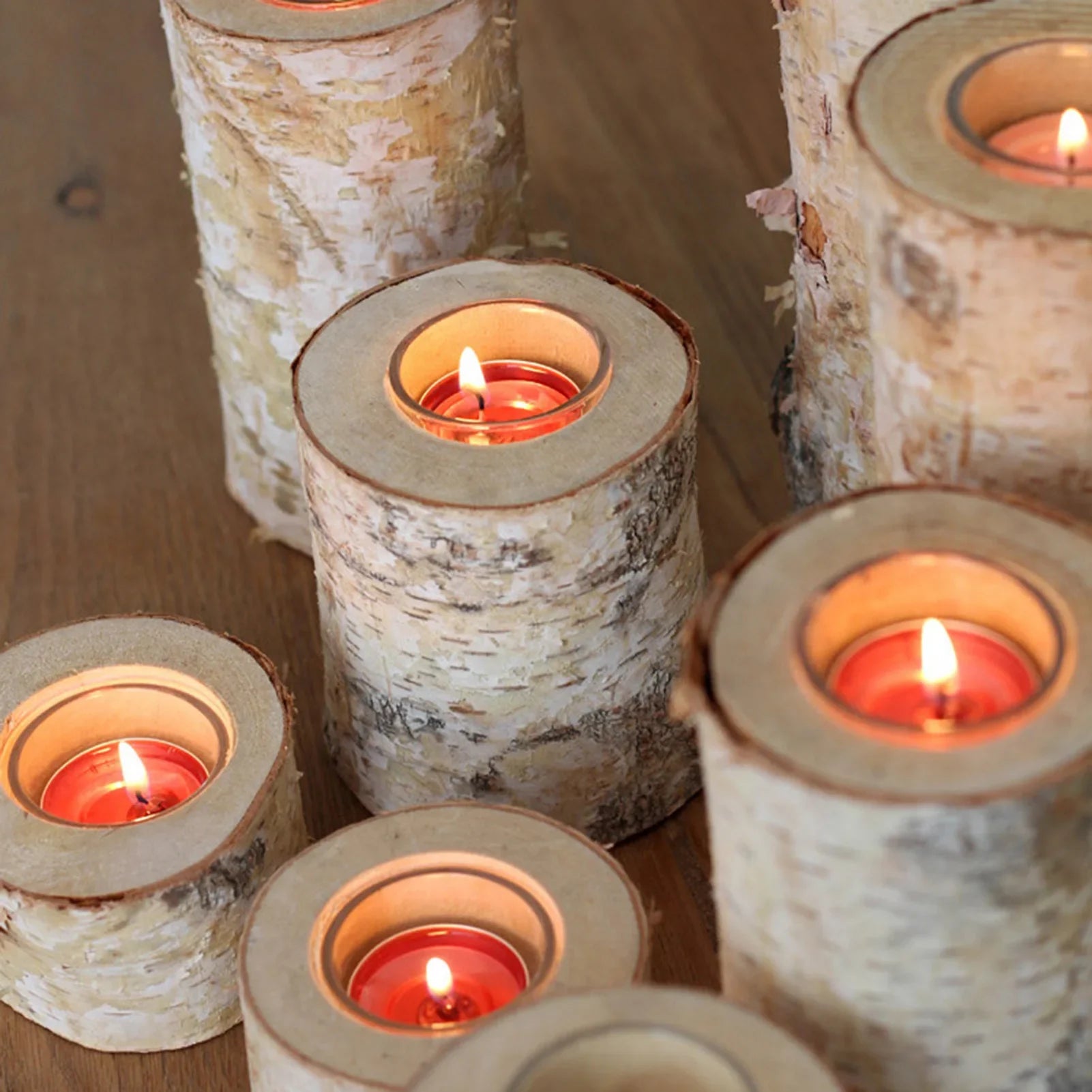 Candle Holder Birch Wood 2–8 in Rustic Centerpiece Living Room Decorative Accent | Thomler
