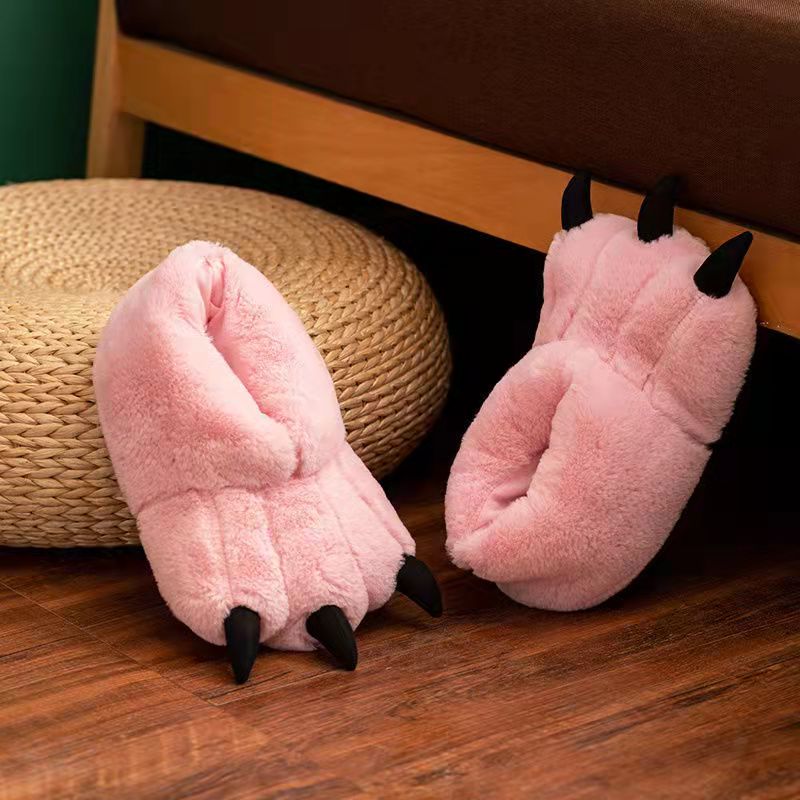 Plush Animal Paw Slippers – Soft Fluffy Claw House Shoes for Women & Men, Cozy Indoor Footwear with Cotton Lining | Thomler