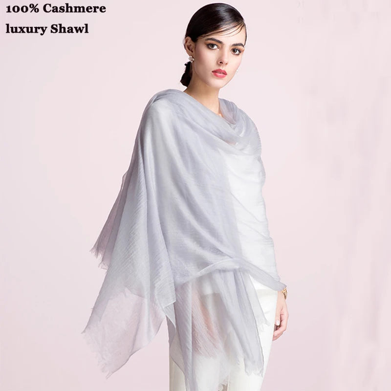 Pure Cashmere Wrap – Lightweight 91x39 in Long Scarf for Women, Ultra Soft All-Season Shawl, Cozy & Breathable Neck Accessory | Thomler