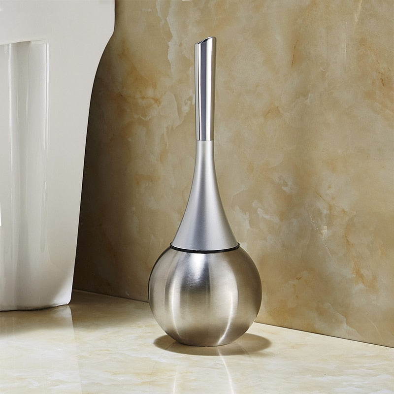 Sleek Bathroom Cleaning Tool with Drainage Caddy & Metallic Finish | Thomler