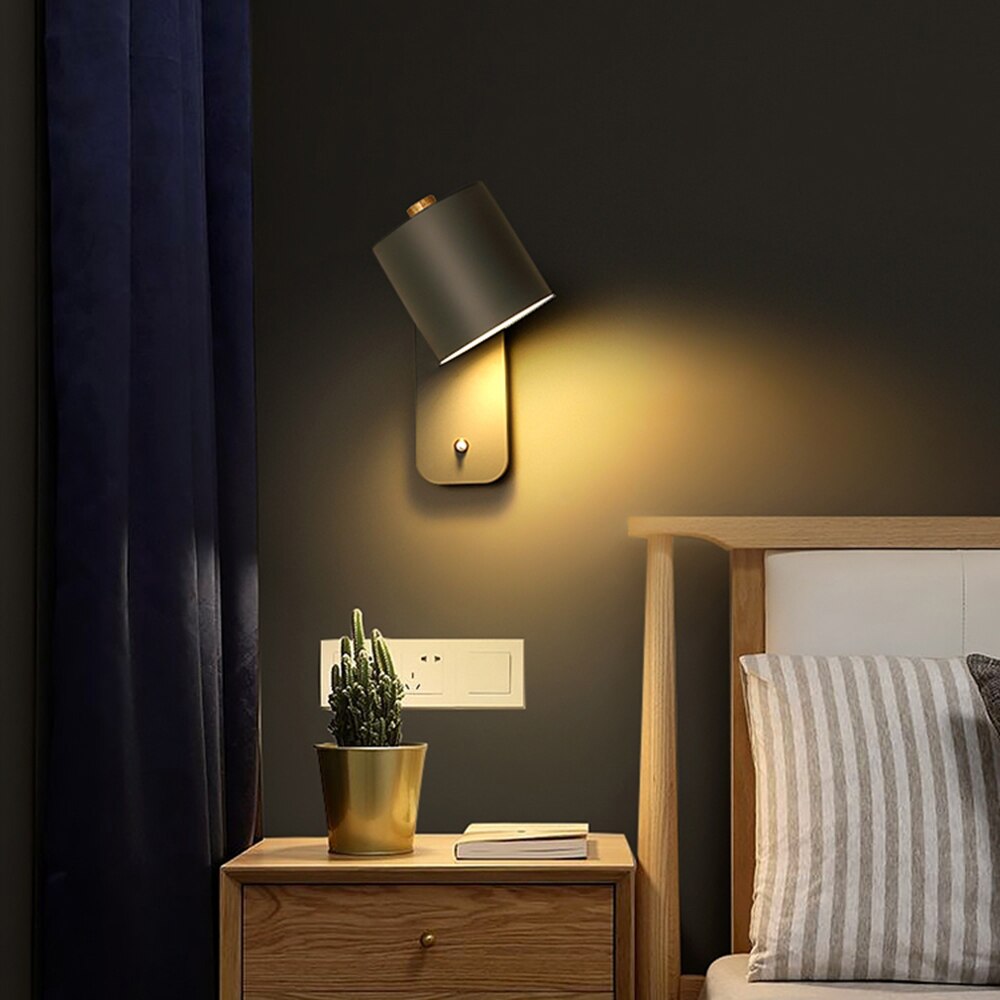 Metal Wall Sconce with On/Off Switch – LED Reading Light for Bedroom, Living Room & Hallway – Modern Minimalist Lighting Fixture | Thomler