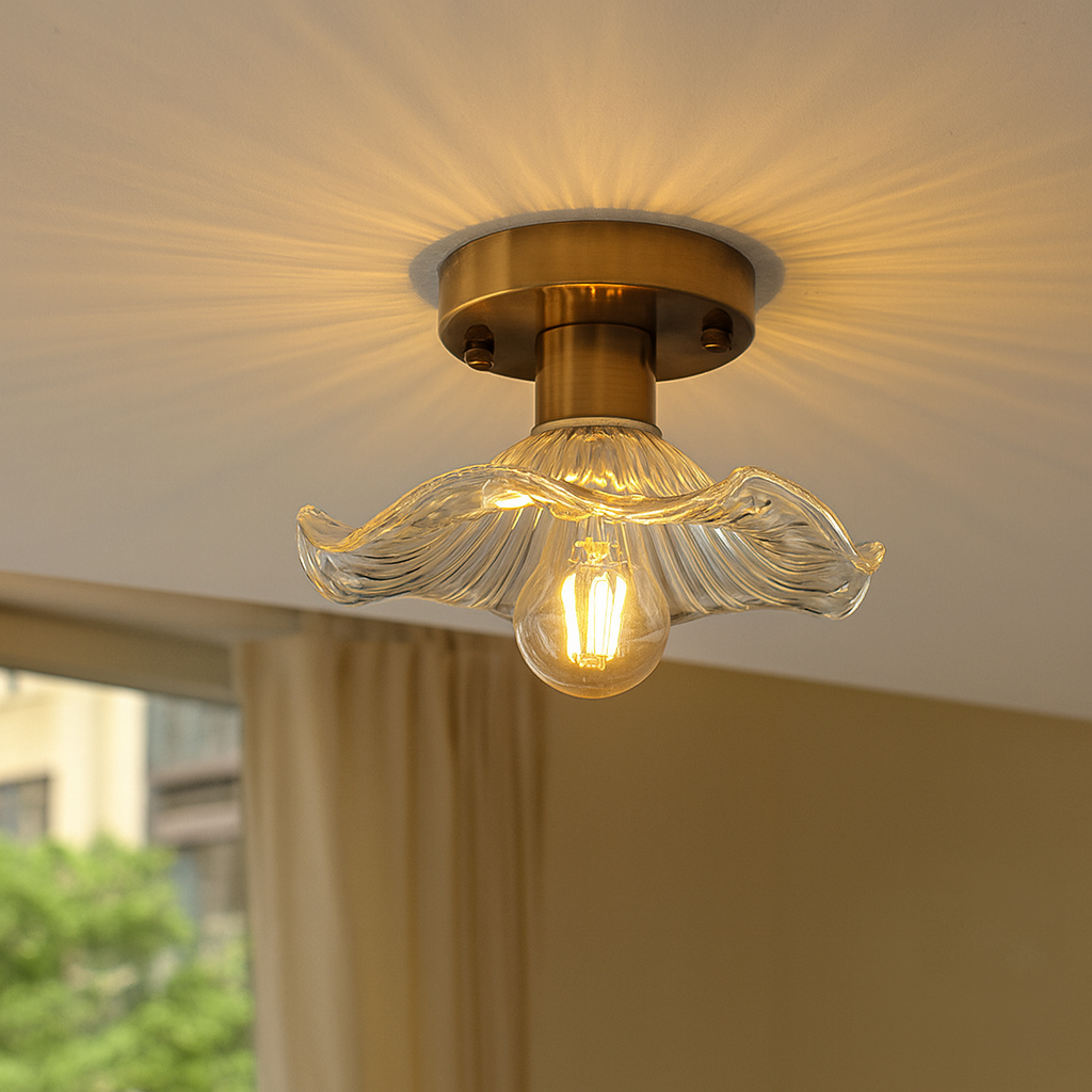Ceiling Light Glass Aluminium 58.4 cm 23.0 Inch Green Hallway Bedroom Flush Mount Lighting | Thomler