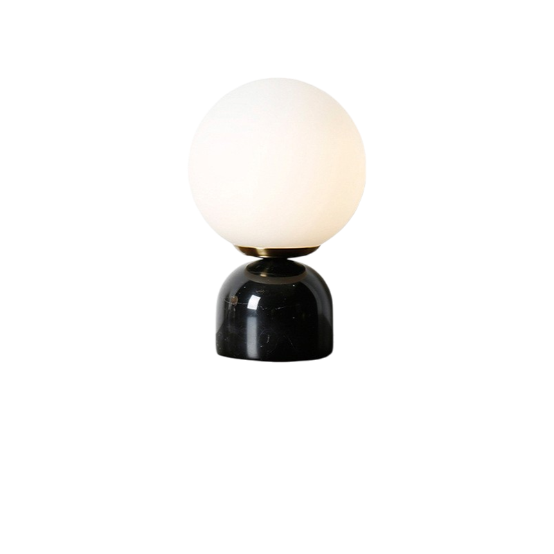 Table Lamp Marble Base Frosted Glass Ø15.0 cm H9.0 cm Warm Light Bedroom Living Room Nightstand Mood Lighting | Thomler