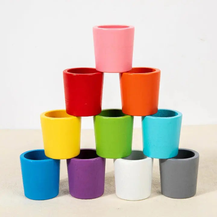 Wooden Color Matching Toy Set with Balls and Cups for Toddlers – Educational Sorting Activity for Kids 3+ | Thomler