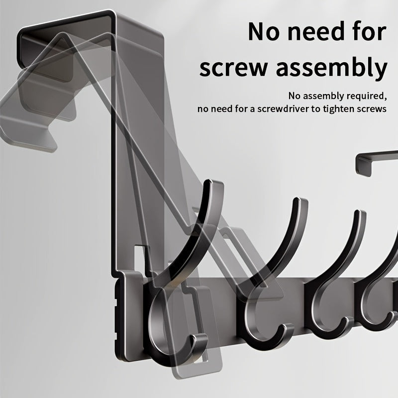 Over-Door Coat Rack Aluminium 39.0 cm Black For Hallway Bedroom Bathroom Storage Hooks Organiser Space-Saving Solution | Thomler
