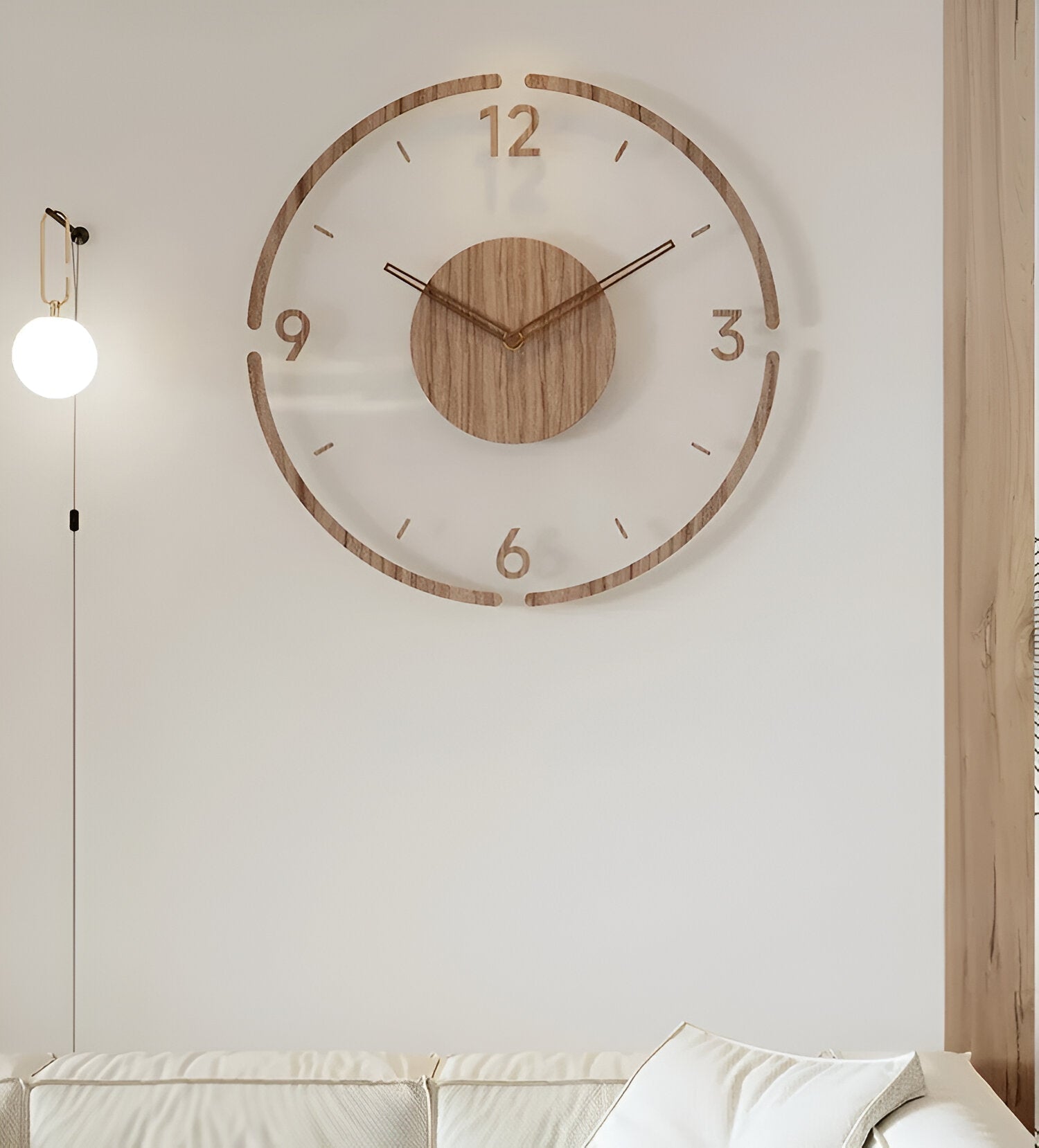 Silent Wall Clock Modern Acrylic Wood Design Non-Ticking Quartz Decorative Timepiece for Living Room Bedroom Home Office | Thomler