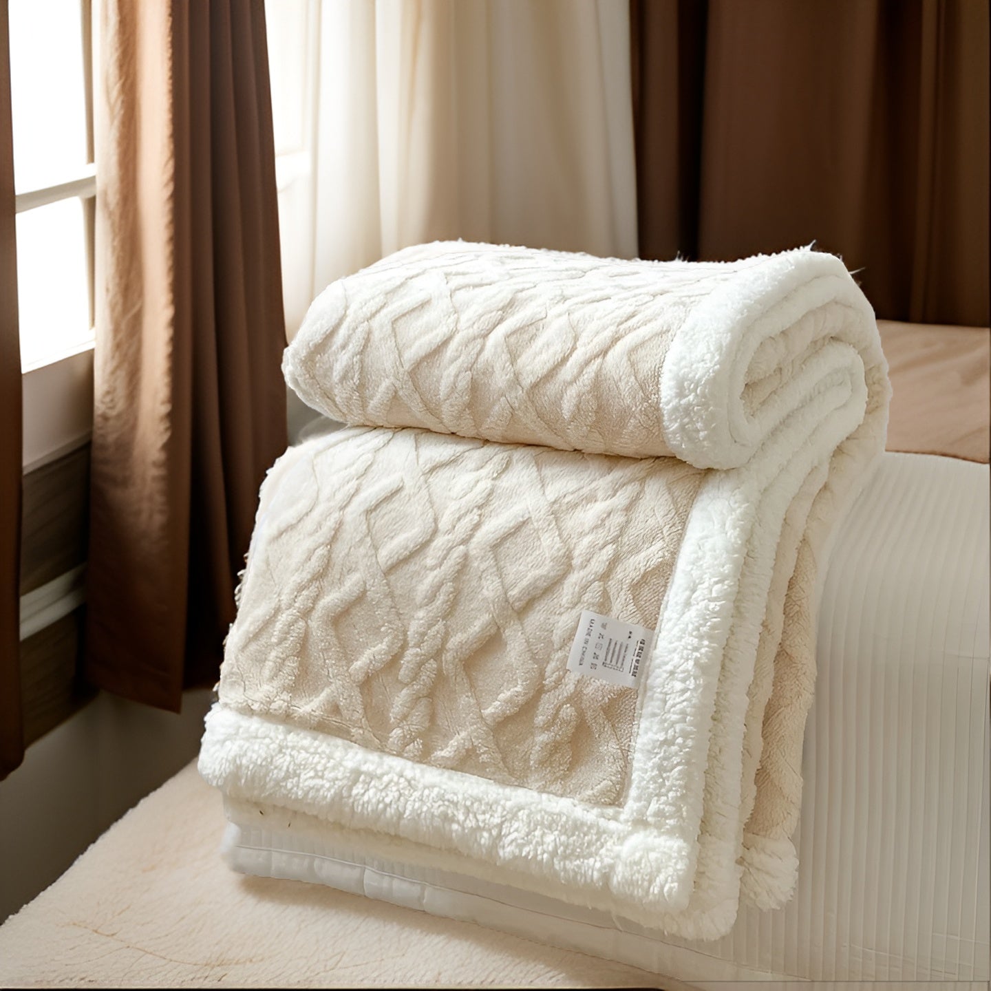 Fleece Blanket Polyester Sherpa 150.0 x 200.0 cm Grey White Sofa Bed Reversible Warm Throw Cosy Lounge Bedding | Thomler