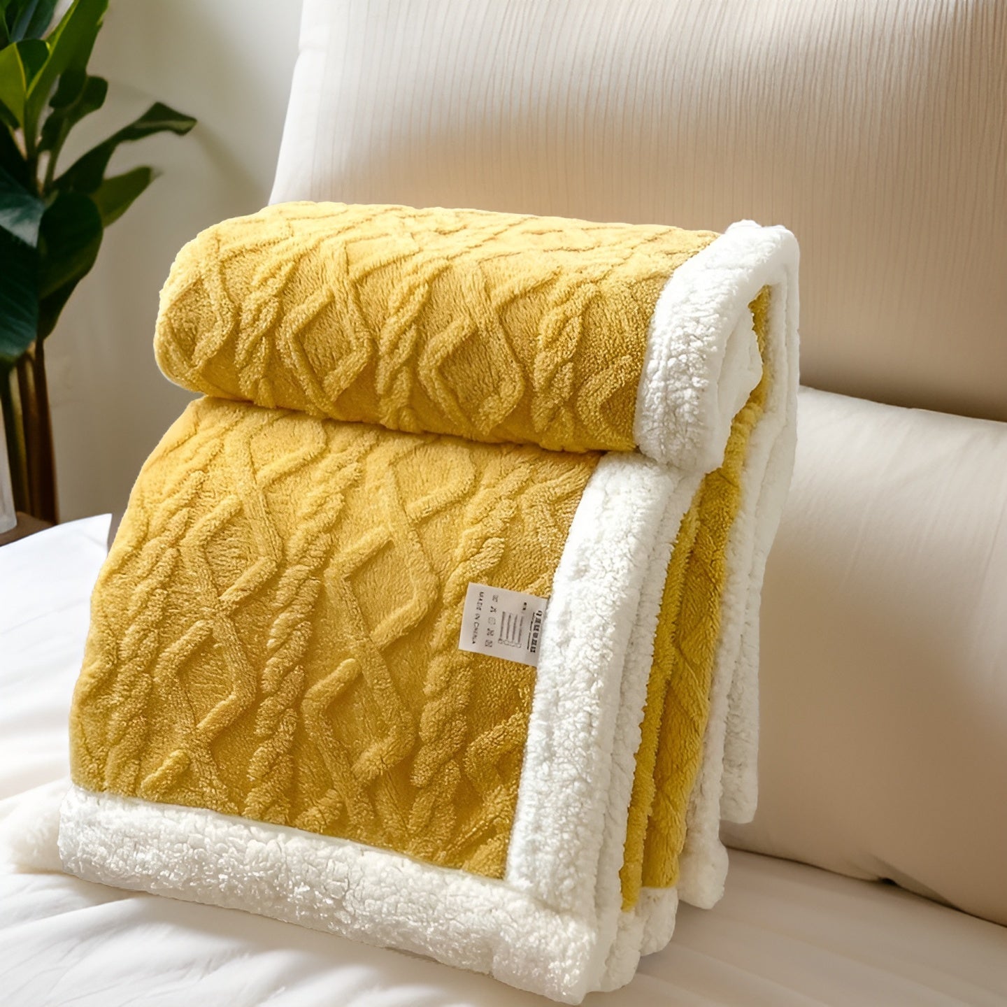 Fleece Blanket Polyester Sherpa 150.0 x 200.0 cm Grey White Sofa Bed Reversible Warm Throw Cosy Lounge Bedding | Thomler