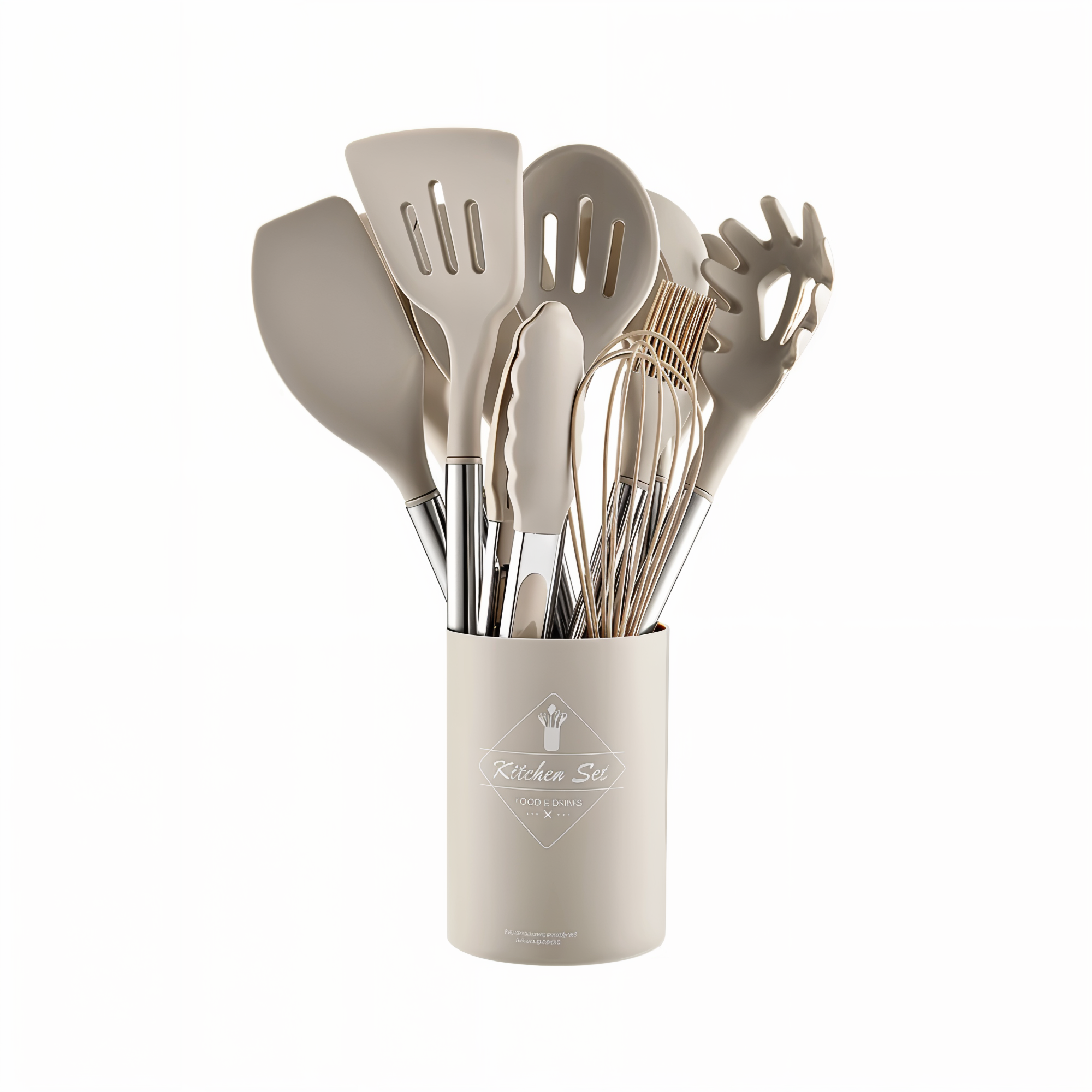 Kitchen Utensil Set Silicone Stainless Steel 12 Piece Everyday Cooking Baking Non Stick Pan Safe Heat Resistant Tools | Thomler