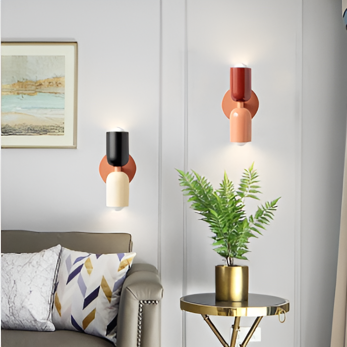 Wall Lamp Metal Plastic 12.0 cm Double Sided Beige Red Bedroom Hallway LED Lighting Modern Indoor Sconce | Thomler