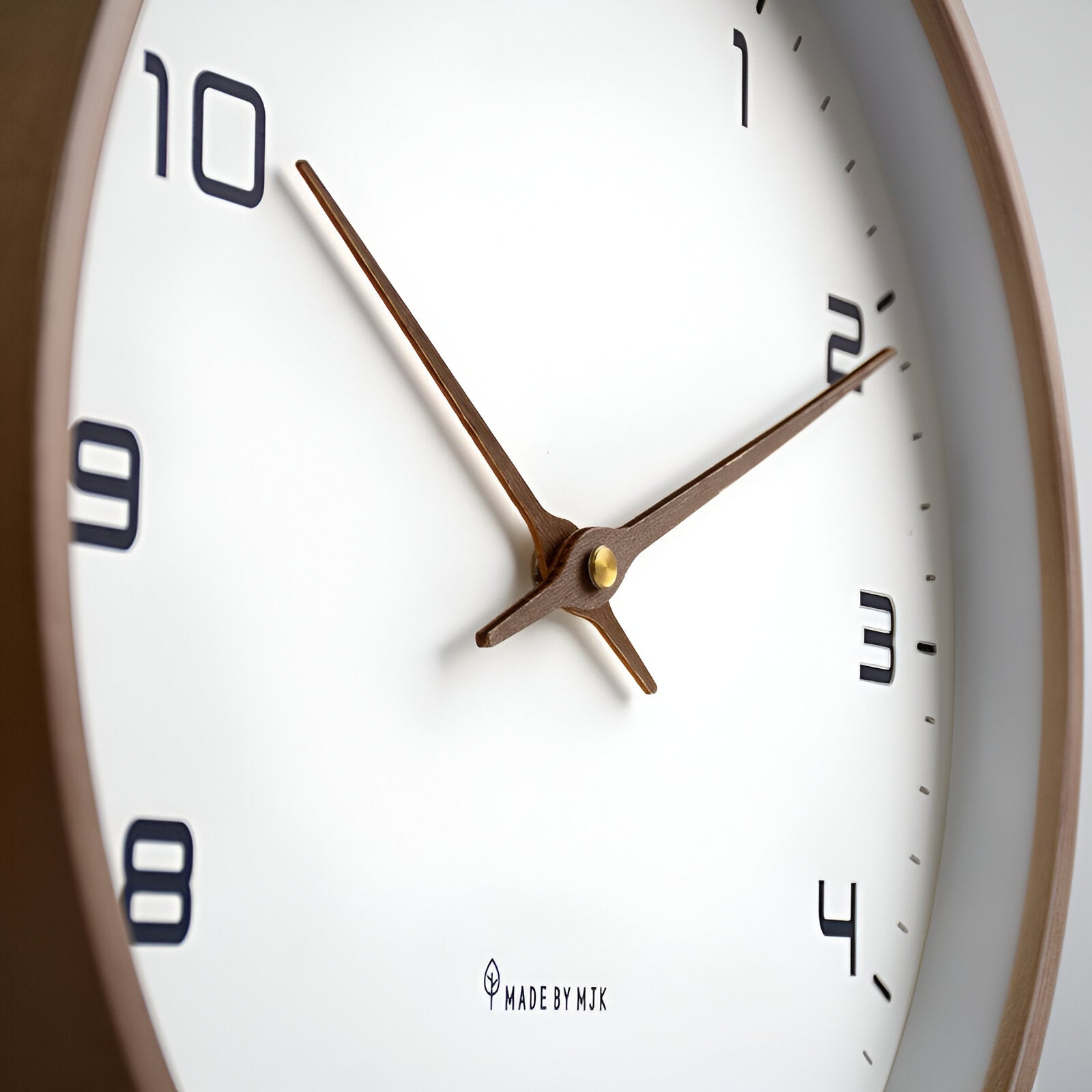 Wood Frame Wall Clock Silent Quartz 12 Inch Round White Dial Clean Numbers for Kitchen Living Room Bedroom Home Office Scandinavian Decor | Thomler
