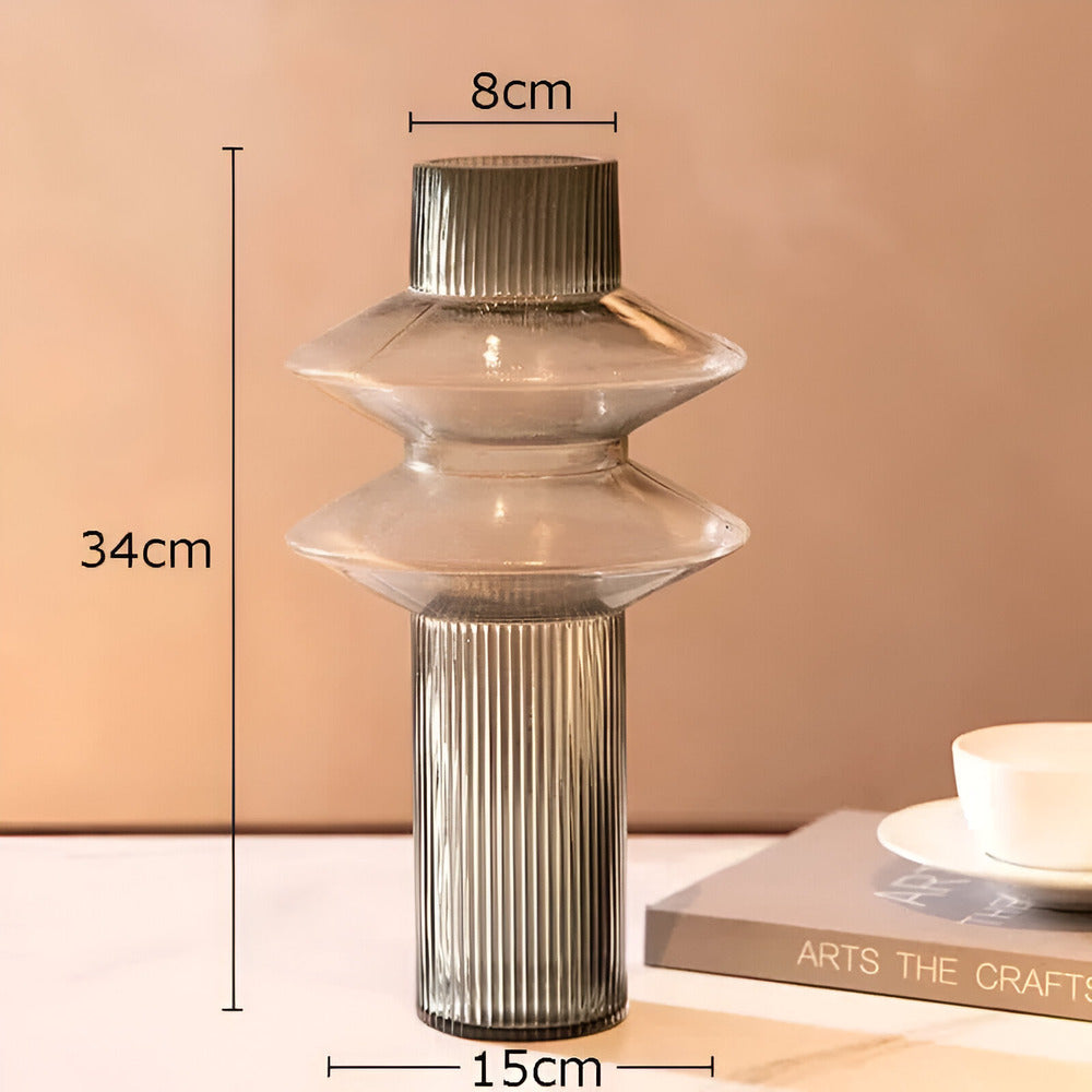 Honey Amber Glass Vase Modern Geometric Decorative Statement Piece for Table Centerpiece Shelf Display Living Room Dining Room Bedroom | Thomler