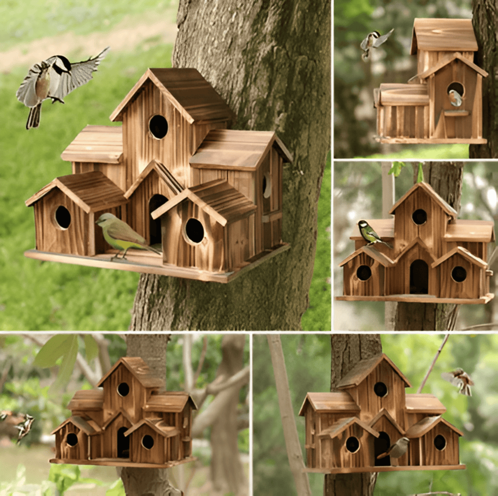 Wooden Bird House for Backyard, Patio & Balcony – Weather-Resistant Outdoor Nesting Box | Thomler