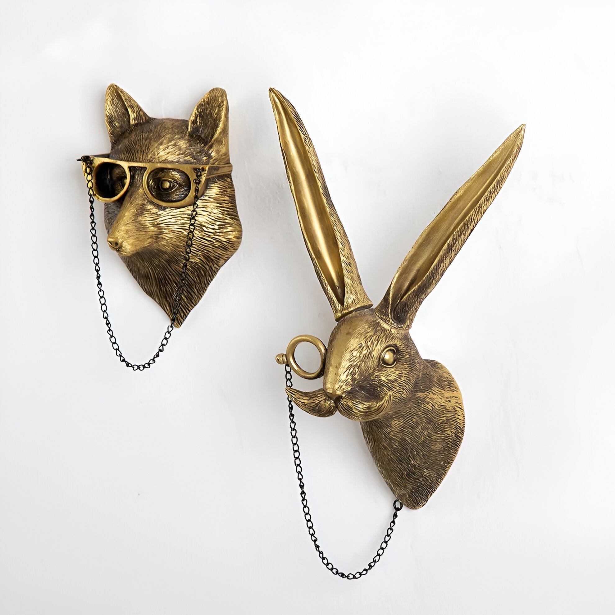 Animal Head Wall Hook Resin Decorative Hanger for Keys Coats Bags Entryway Bedroom Handcrafted Bronze Brass Wildlife Accent Organizer Home | Thomler
