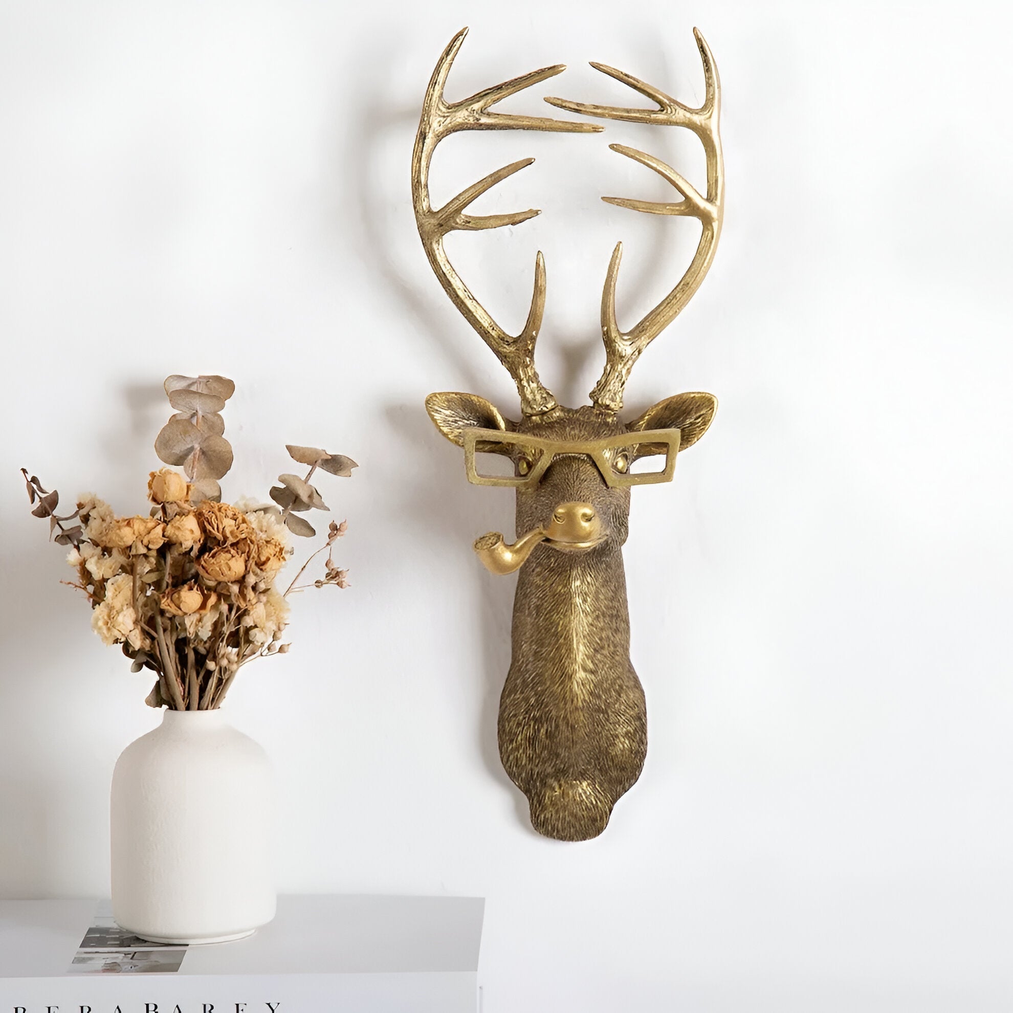 Animal Head Wall Hook Resin Decorative Hanger for Keys Coats Bags Entryway Bedroom Handcrafted Bronze Brass Wildlife Accent Organizer Home | Thomler