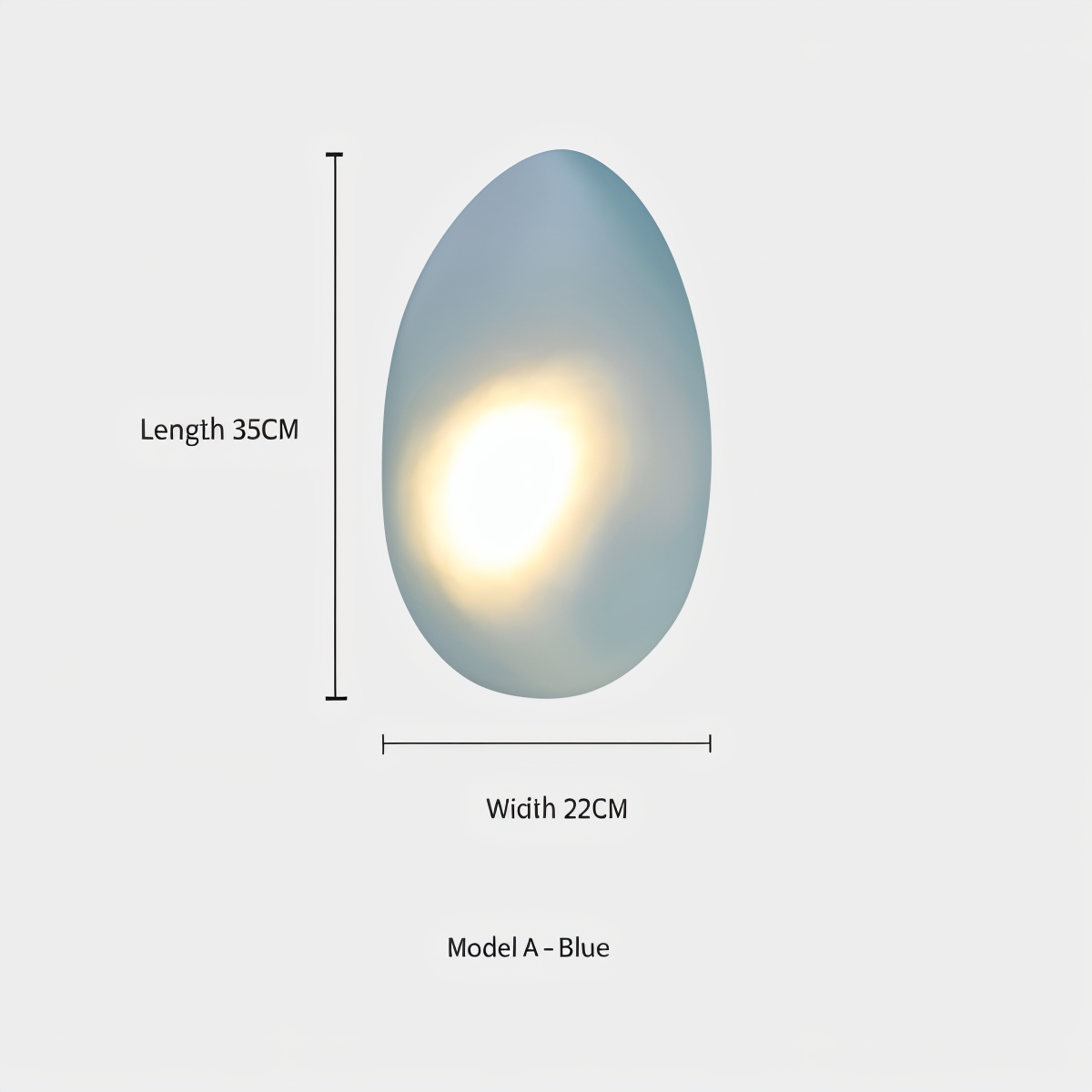 Glass Pebble-Shaped LED Wall Sconce – Warm White Light, Modern Minimalist Design for Living Room, Bedroom, Hallway – Blue, Amber, Smoke | Thomler