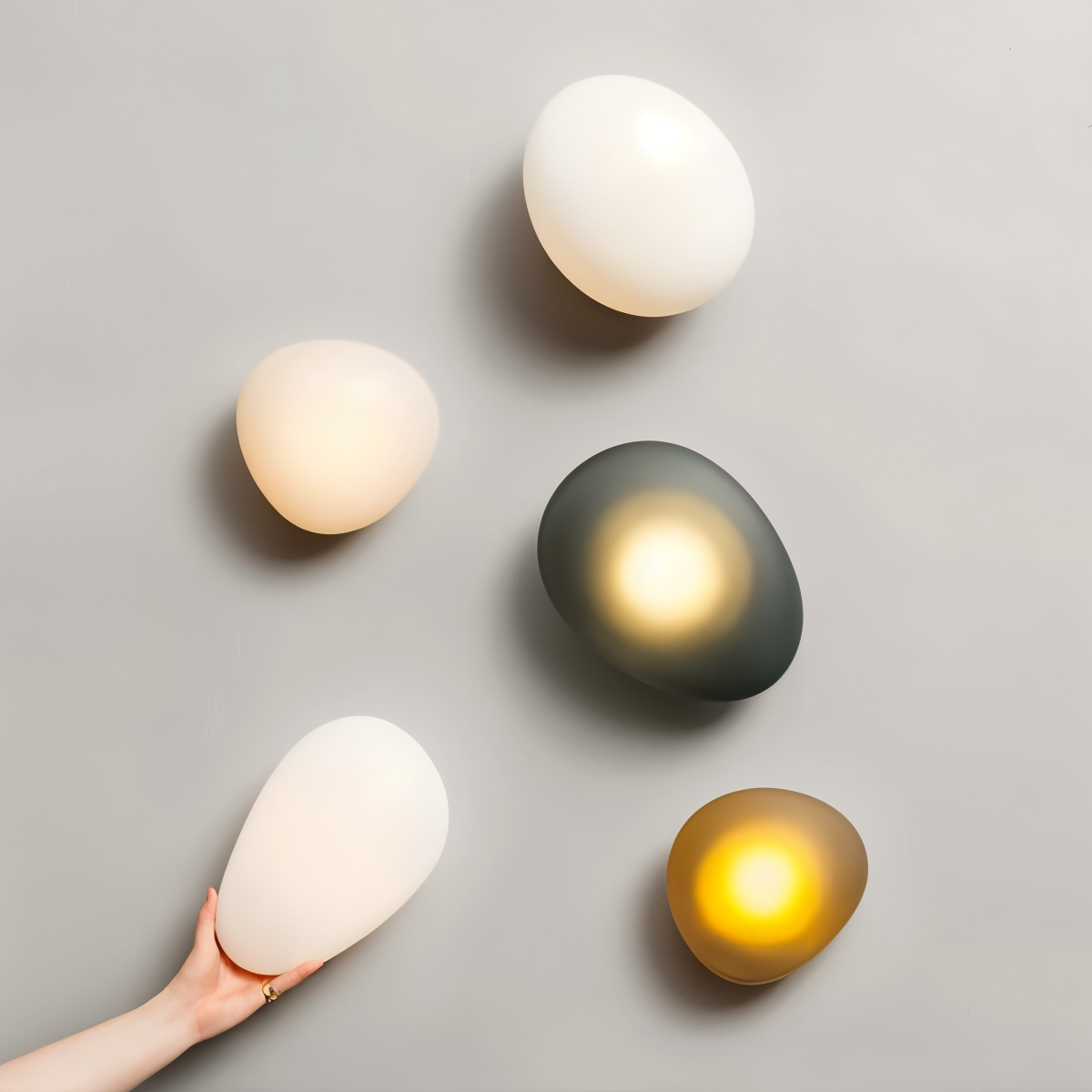 Glass Pebble-Shaped LED Wall Sconce – Warm White Light, Modern Minimalist Design for Living Room, Bedroom, Hallway – Blue, Amber, Smoke | Thomler