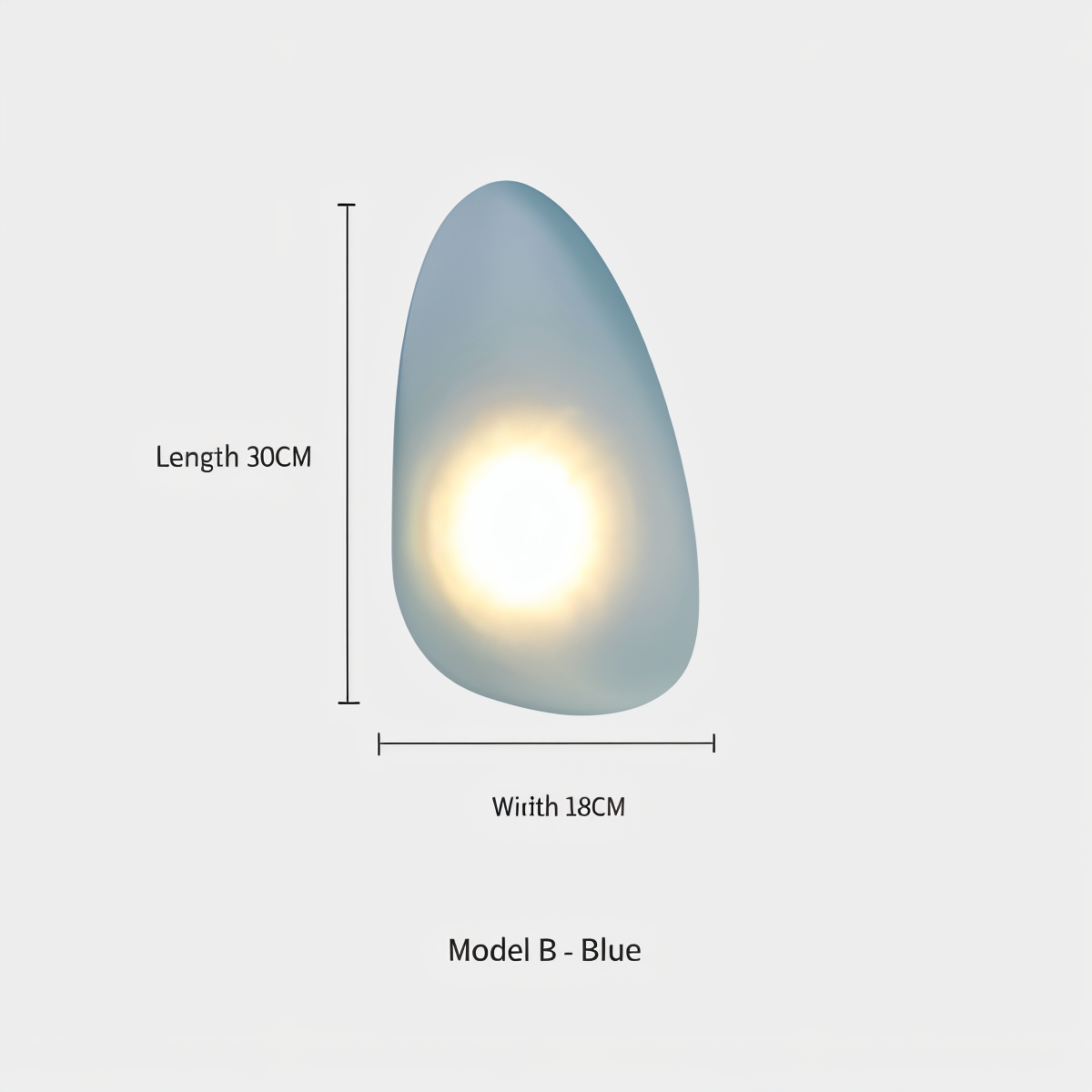 Glass Pebble-Shaped LED Wall Sconce – Warm White Light, Modern Minimalist Design for Living Room, Bedroom, Hallway – Blue, Amber, Smoke | Thomler
