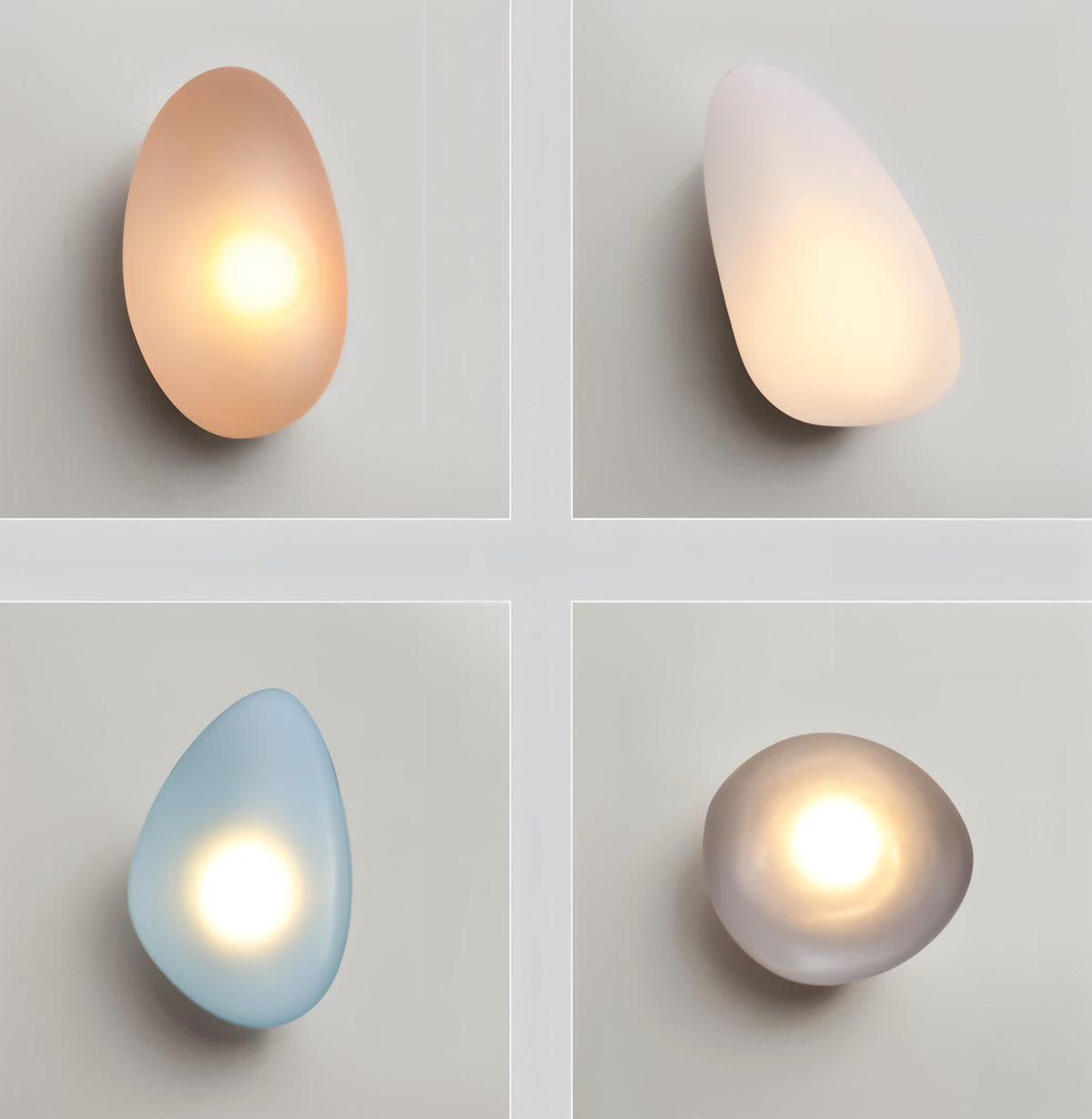 Glass Pebble-Shaped LED Wall Sconce – Warm White Light, Modern Minimalist Design for Living Room, Bedroom, Hallway – Blue, Amber, Smoke | Thomler