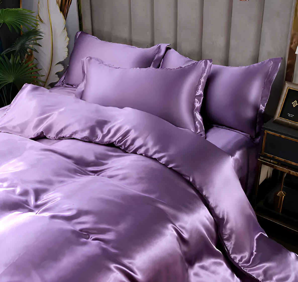 Bedding Set Mulberry Silk Blend 180 gsm Purple Bedroom Duvet Cover Fitted Sheet Pillowcases Luxury Sleep Set | Thomler