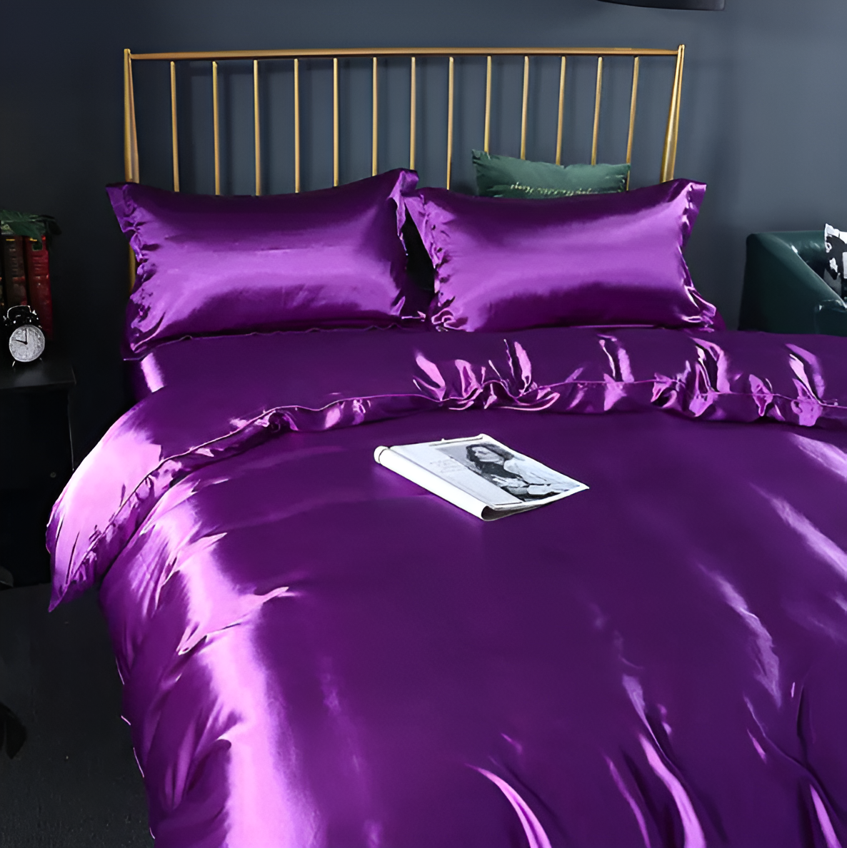 Bedding Set Mulberry Silk Blend 180 gsm Purple Bedroom Duvet Cover Fitted Sheet Pillowcases Luxury Sleep Set | Thomler