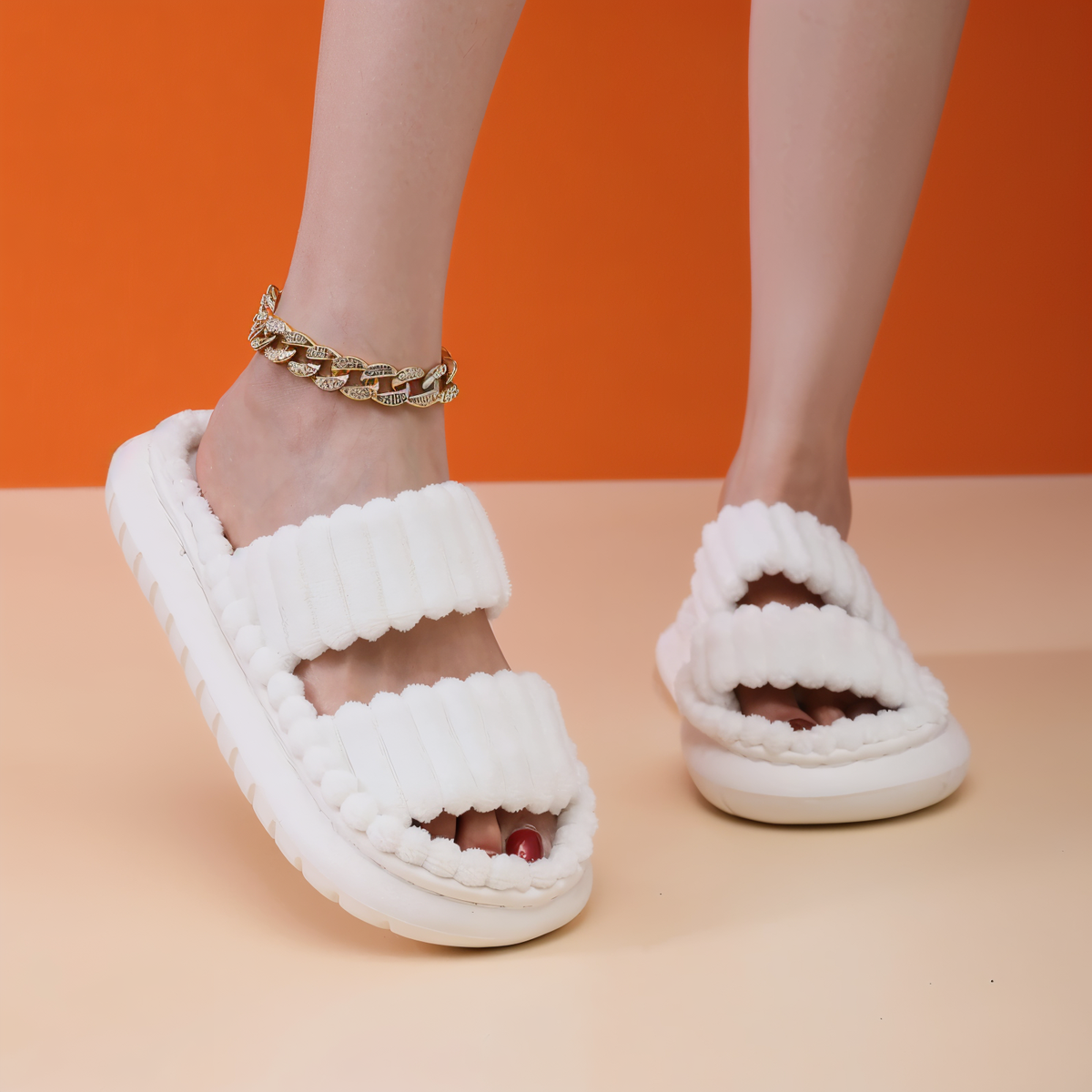Fleece-Lined Criss-Cross House Slippers for Women & Men – Cozy Indoor Footwear with Cushioned EVA Sole | Thomler