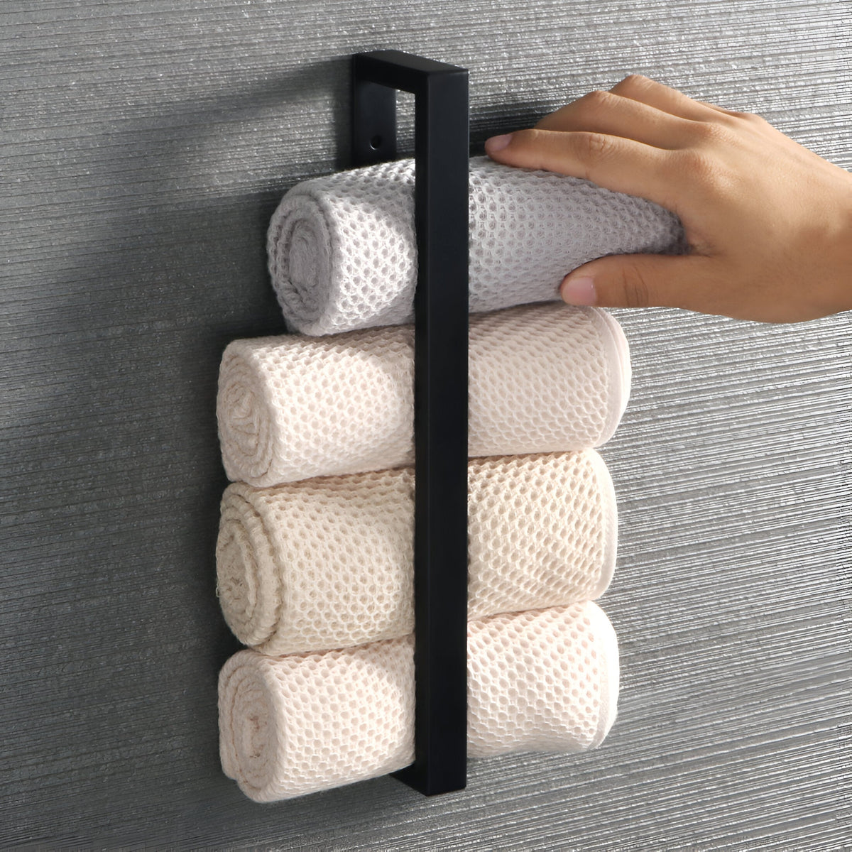 12-Inch Wall-Mount Towel Bar – Matte Black Stainless Steel Rack for Bathroom & Kitchen | Thomler