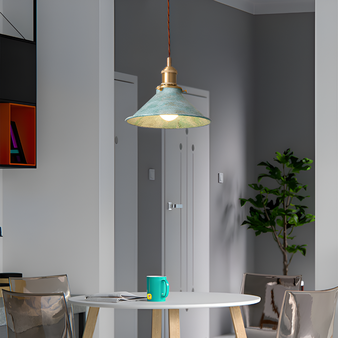 Pendant Light Iron 13.8 in Blue Adjustable Kitchen Island Dining Industrial Vintage Hanging Ceiling Lamp | Thomler