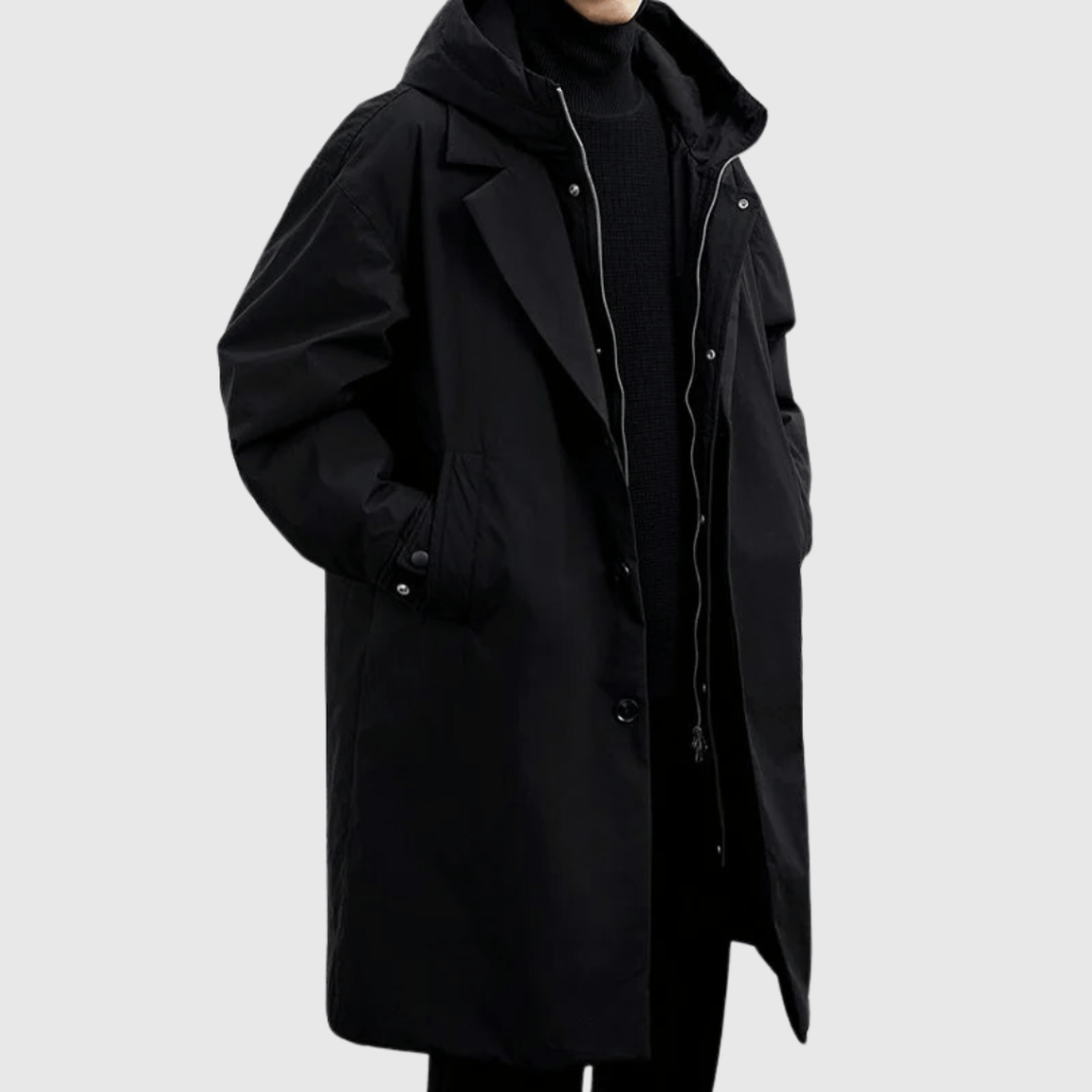 Men's Waterproof Jacket with Adjustable Hood and Front Zip Storm Guard for Rain Protection | Thomler