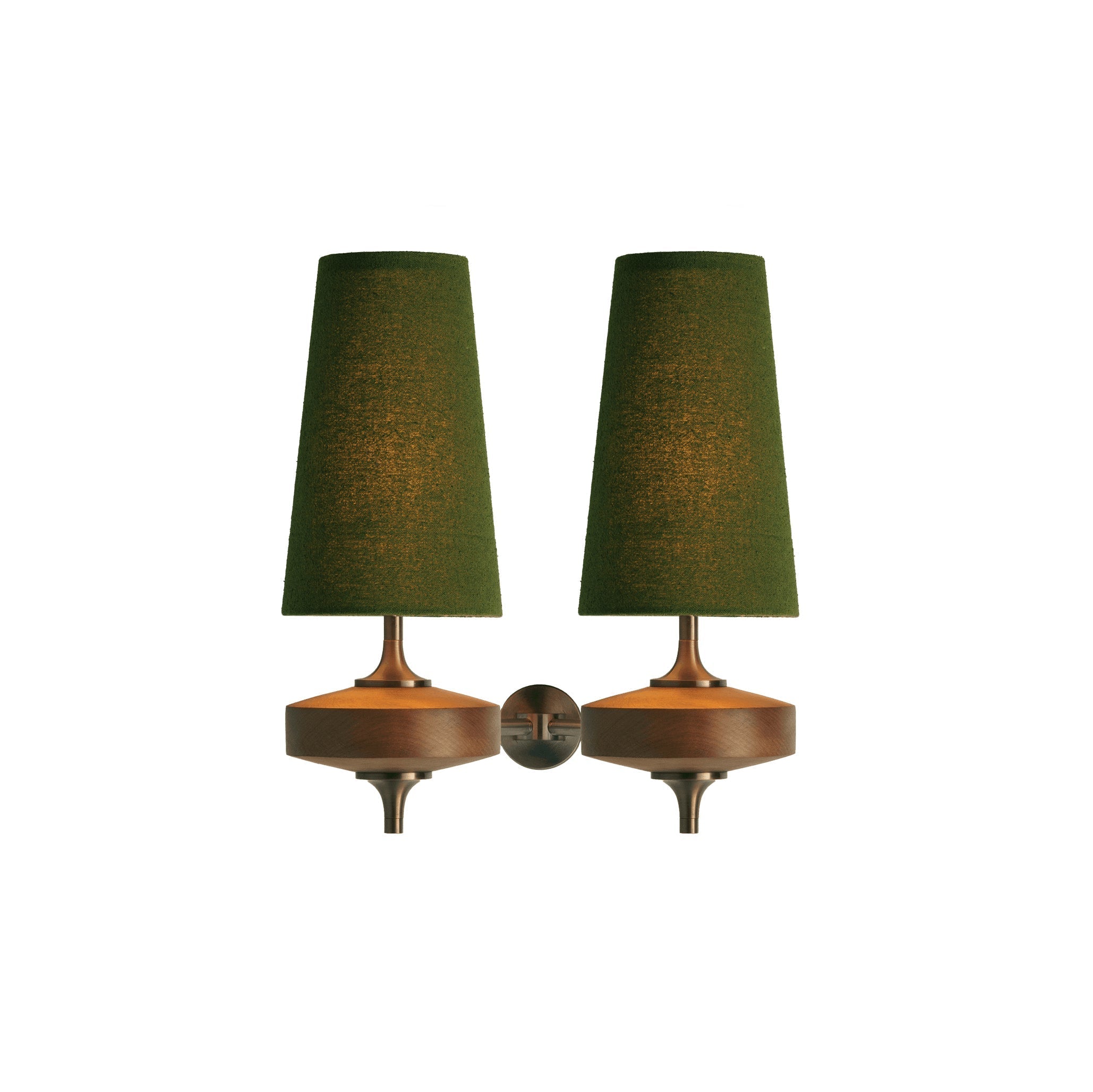 Wall Lamp Wood Fabric Shade 13.8 in Indoor Bedroom Hallway Lighting Double Head Sconce Decorative Lighting Fixture | Thomler