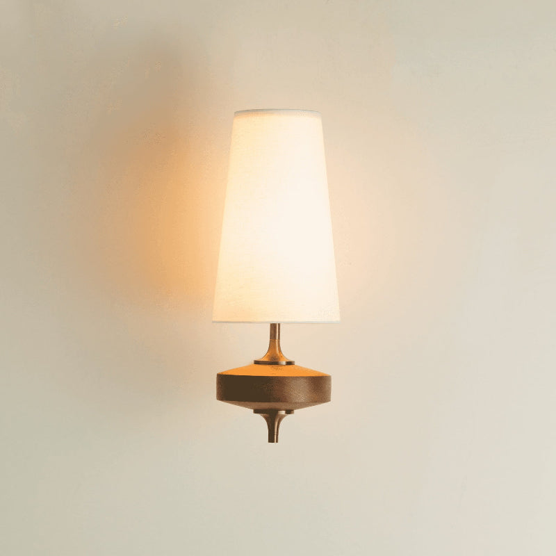 Wall Lamp Wood Fabric Shade 13.8 in Indoor Bedroom Hallway Lighting Double Head Sconce Decorative Lighting Fixture | Thomler