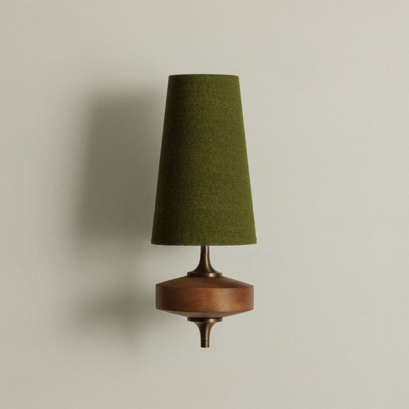 Wall Lamp Wood Fabric Shade 13.8 in Indoor Bedroom Hallway Lighting Double Head Sconce Decorative Lighting Fixture | Thomler
