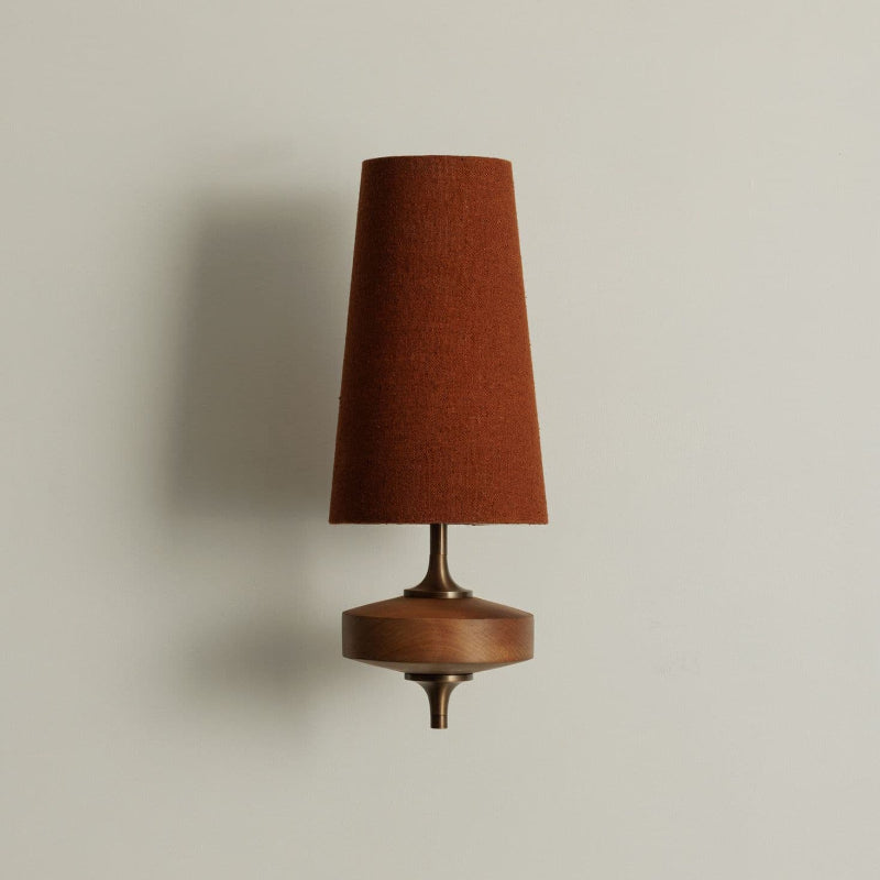 Wall Lamp Wood Fabric Shade 13.8 in Indoor Bedroom Hallway Lighting Double Head Sconce Decorative Lighting Fixture | Thomler
