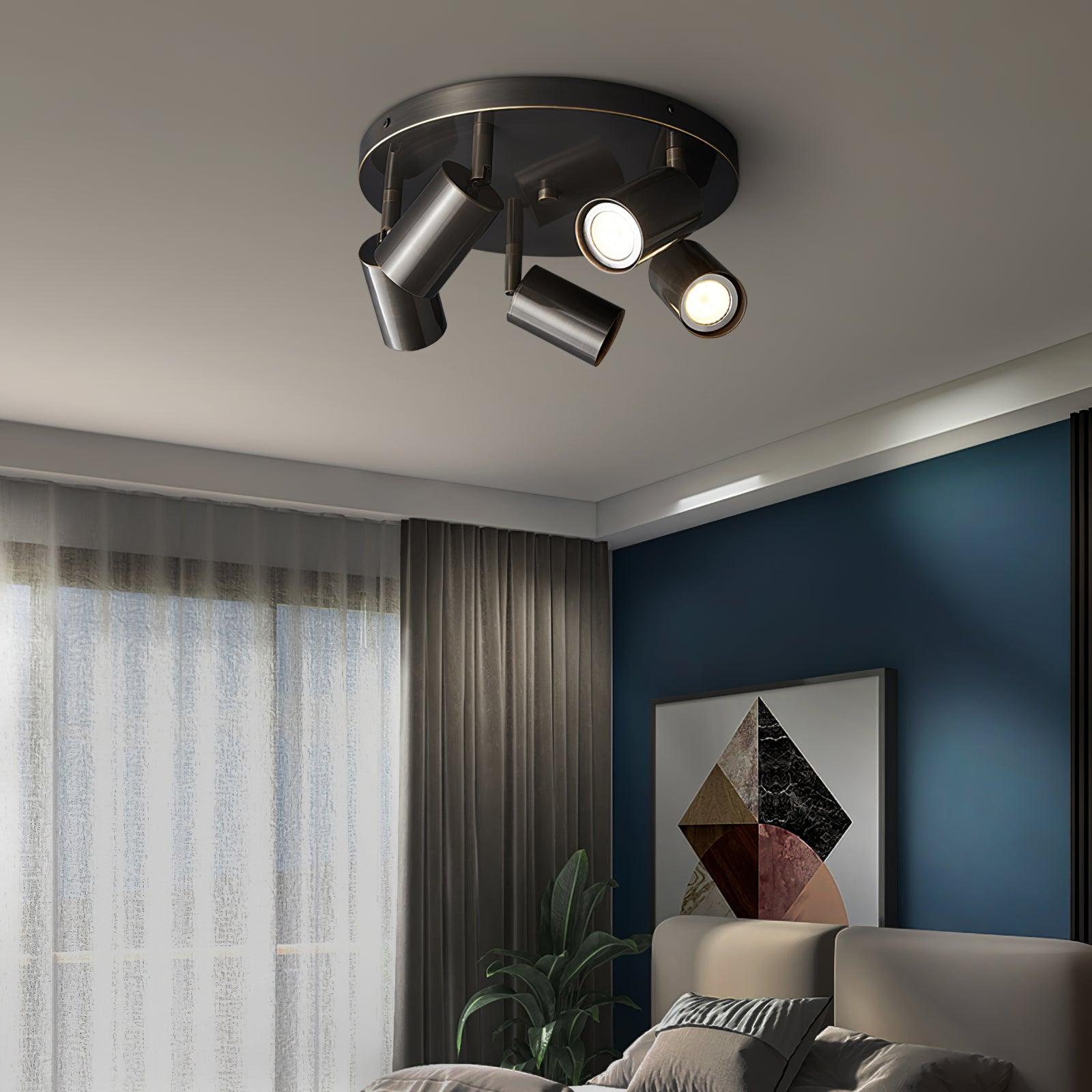Ceiling Light Metal 11.8 in Multi Head Brass Kitchen Adjustable Spotlight Fixture Modern Indoor Lighting | Thomler