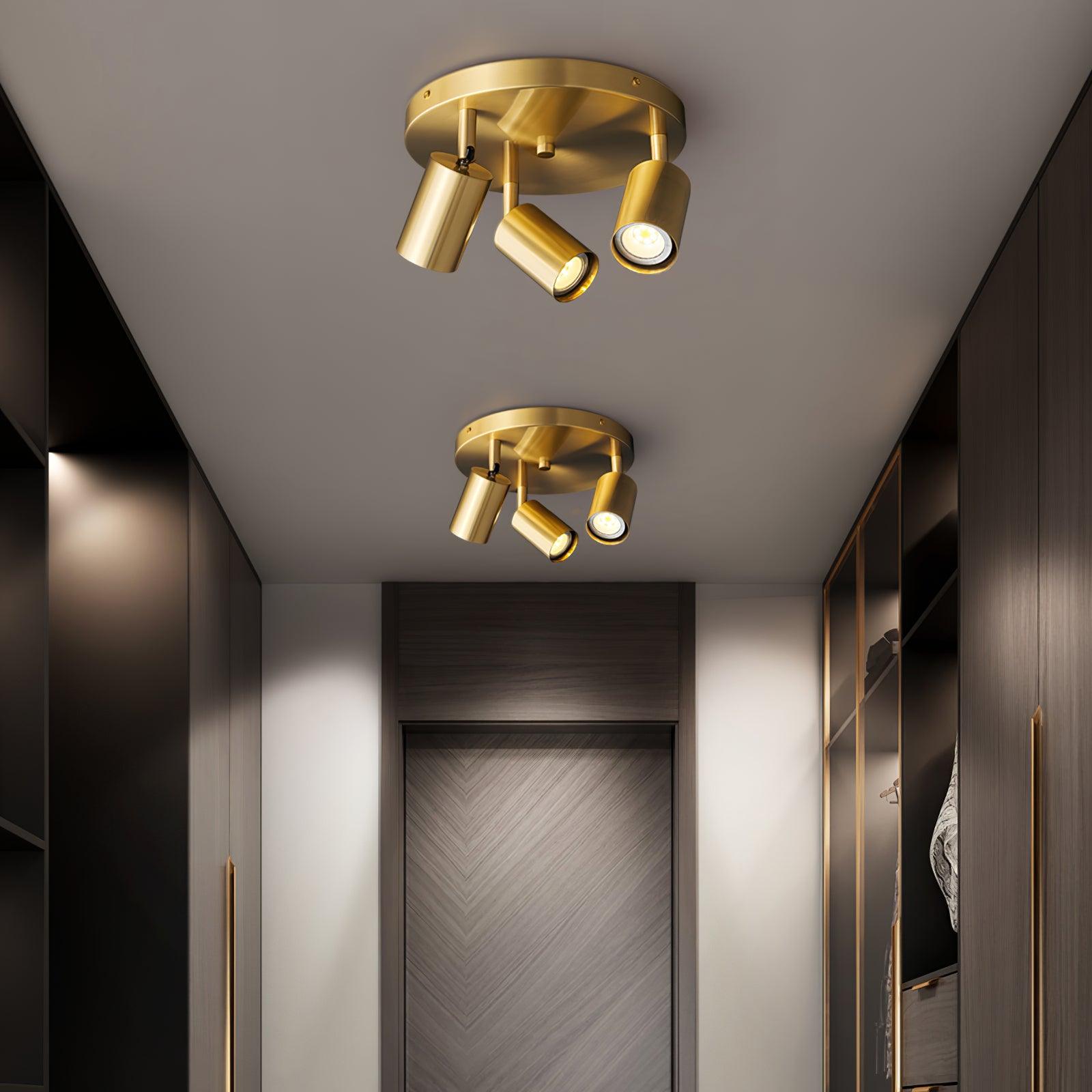 Ceiling Light Metal 11.8 in Multi Head Brass Kitchen Adjustable Spotlight Fixture Modern Indoor Lighting | Thomler