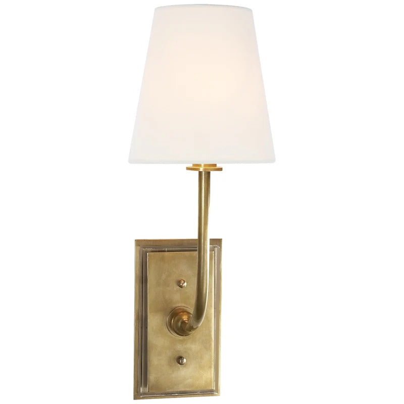 Wall Lamp Brass Fabric Shade E12 Indoor Bedroom Living Room Classic Sconce Lighting Fixture | Thomler