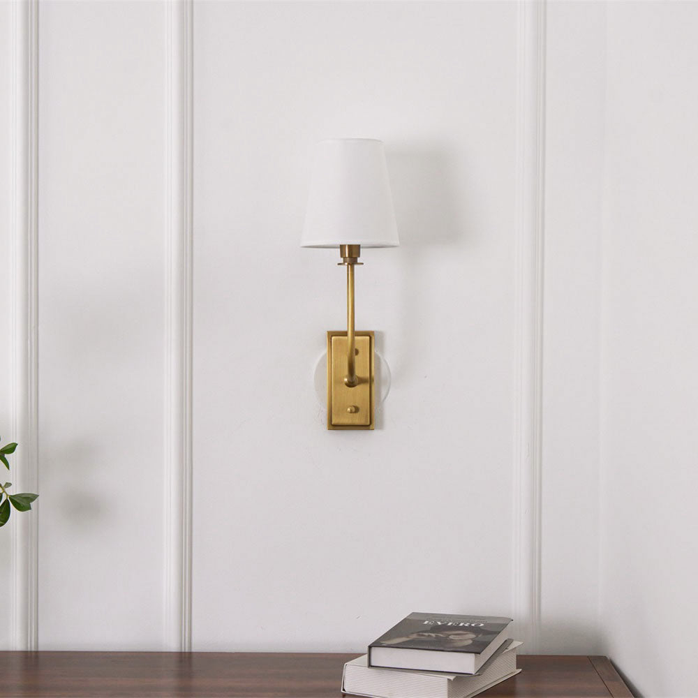 Wall Lamp Brass Fabric Shade E12 Indoor Bedroom Living Room Classic Sconce Lighting Fixture | Thomler